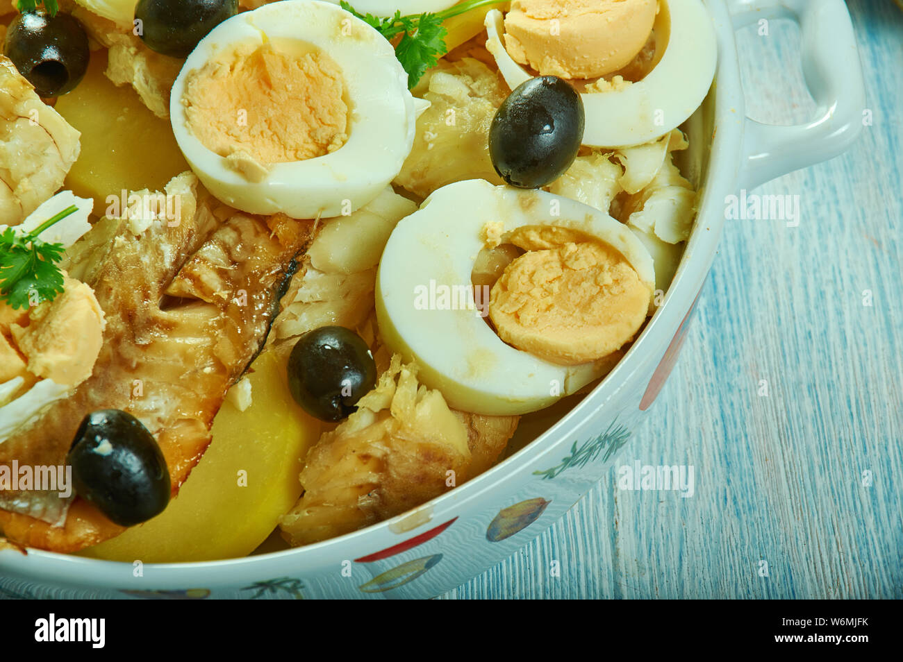 Bacalao or Bacalhoada, Portuguese salt cod stew Stock Photo Alamy