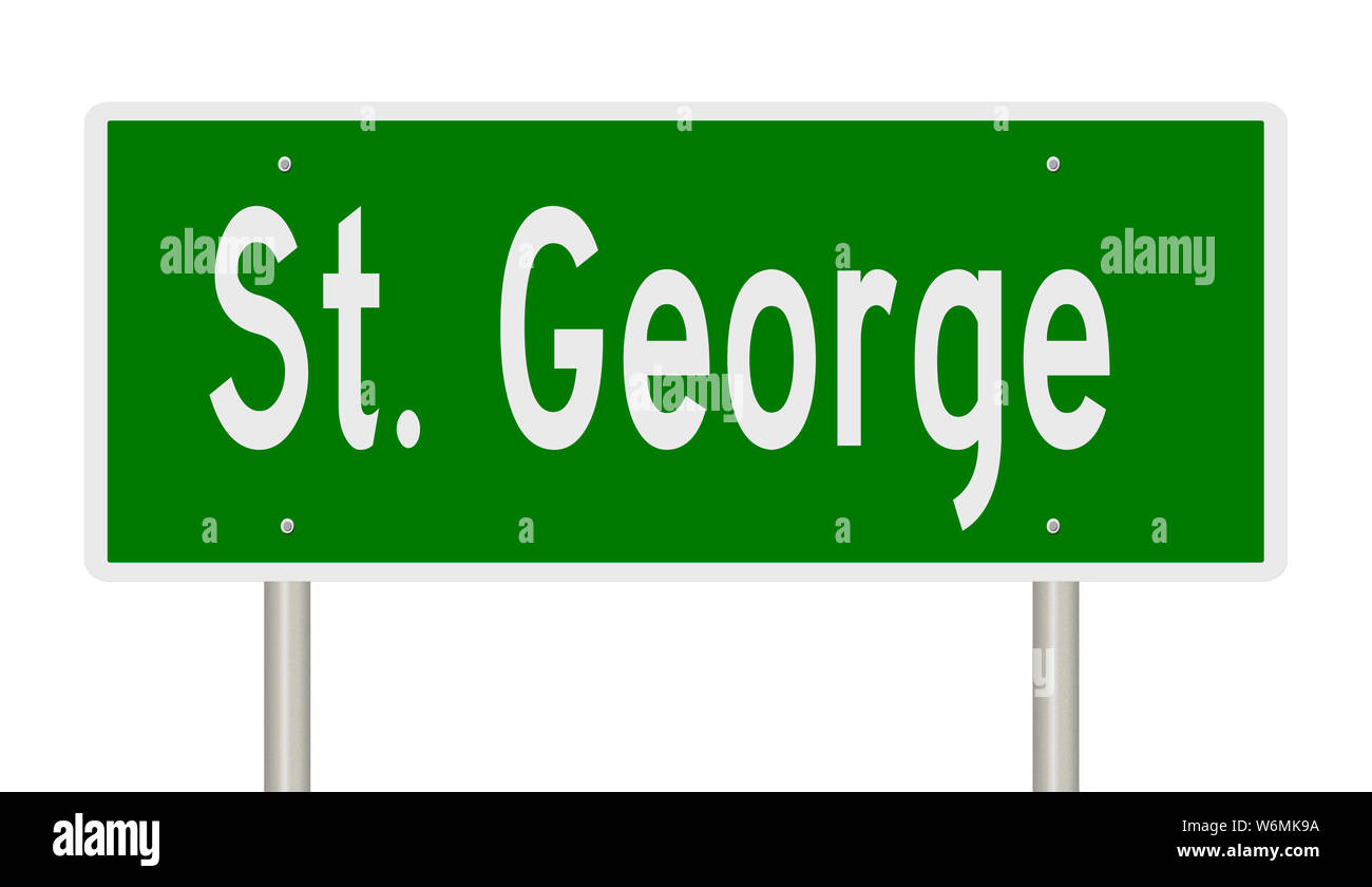 Rendering of a green highway sign for St. Utah Stock Photo Alamy