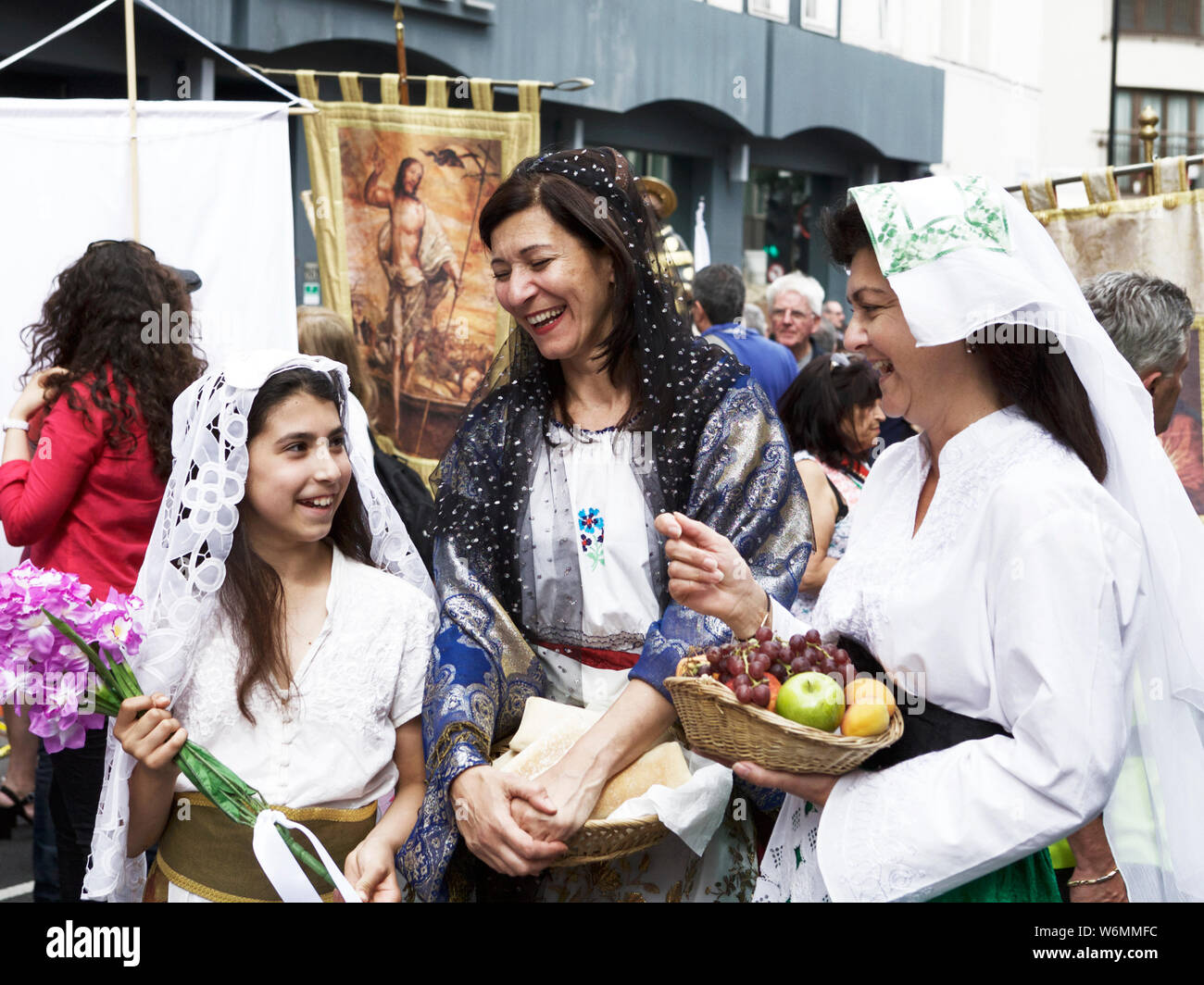 Little Italy London: Annual religious festival, by British Italians, in Clerkenwell, London, UK. Stock Photo