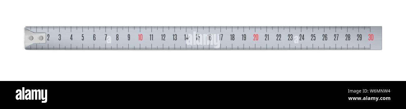 Engineer or architect aluminium drafting ruler with a metric units scale. Stock Vector
