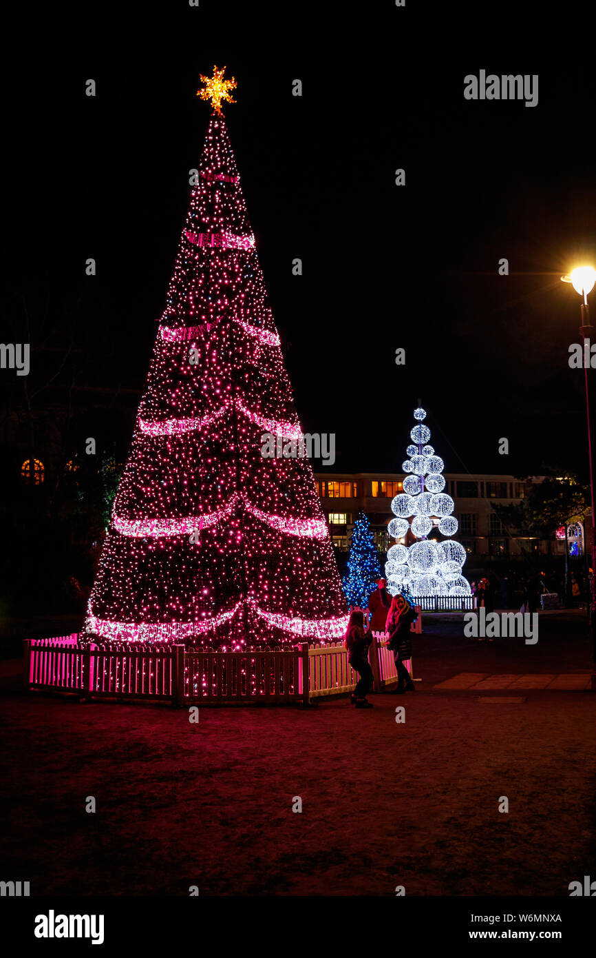 Christmas Lights 2018 in the Victorian Lower Gardens Bournemouth UK