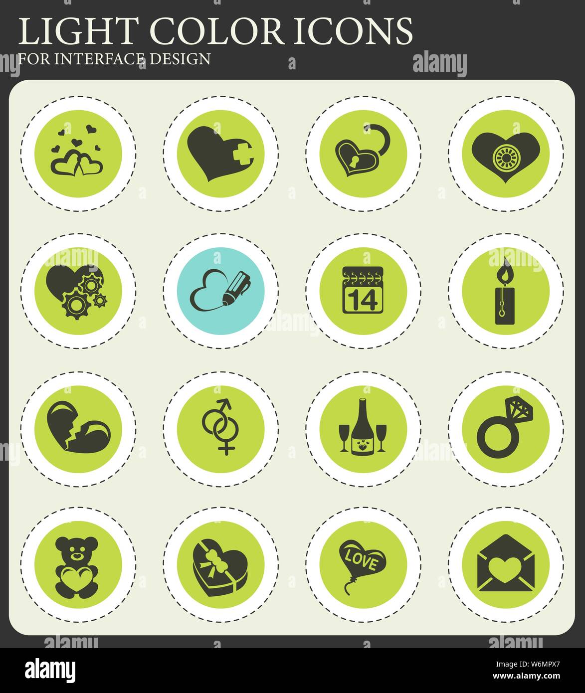 Valentines and Love vector icons for web and user interface design ...