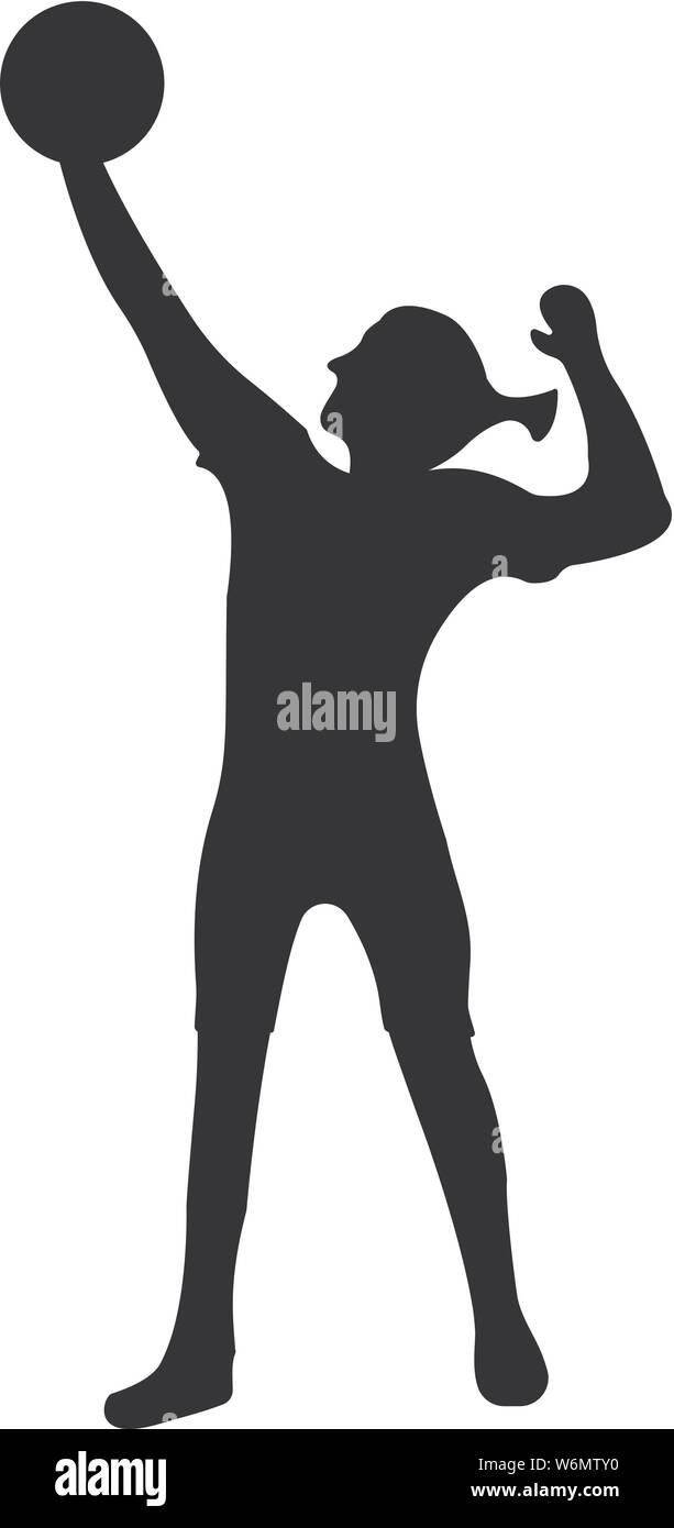 Volleyball icon. Black Silhouette Sport label on white Background. Character Simple style. Vector Illustration. Stock Vector