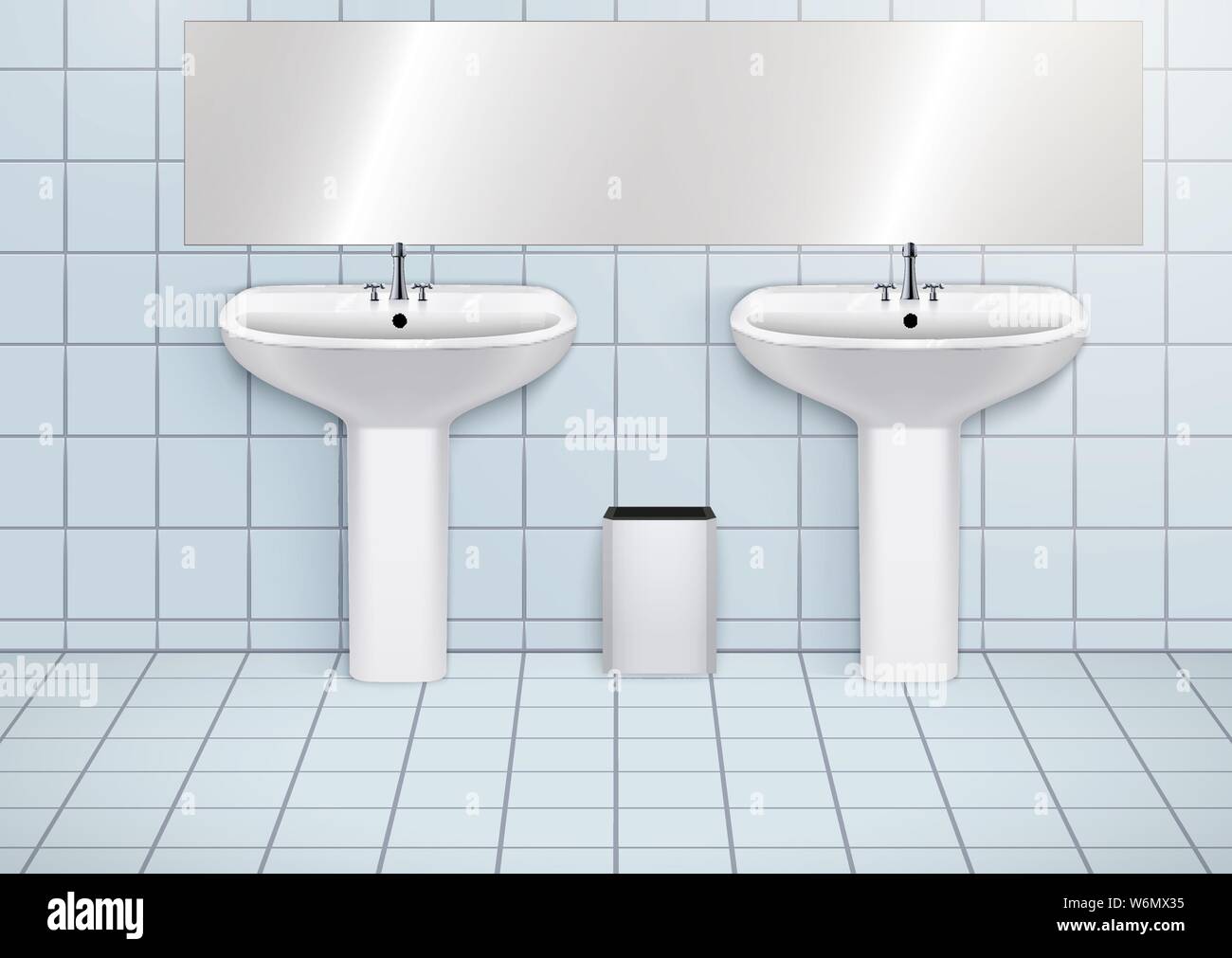 WC washroom with washbasins Stock Vector