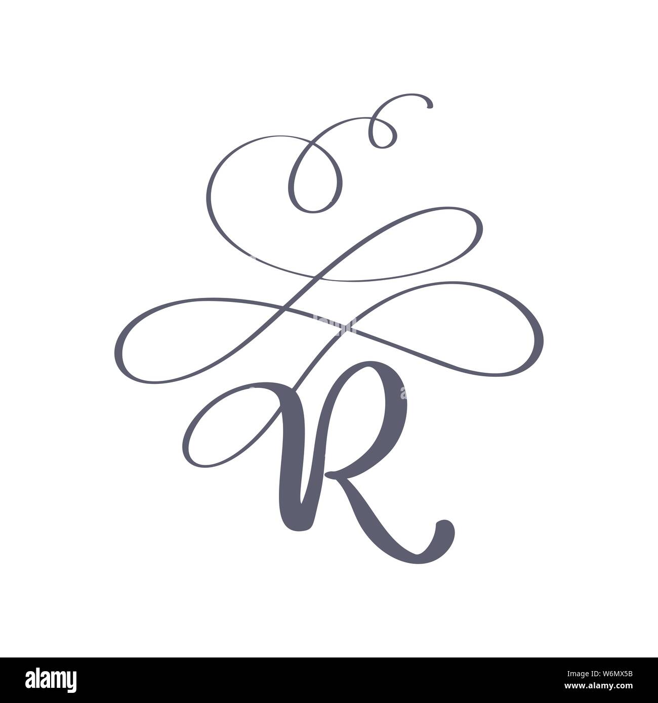 R logo, Letter R monogram, style floral (2315874)