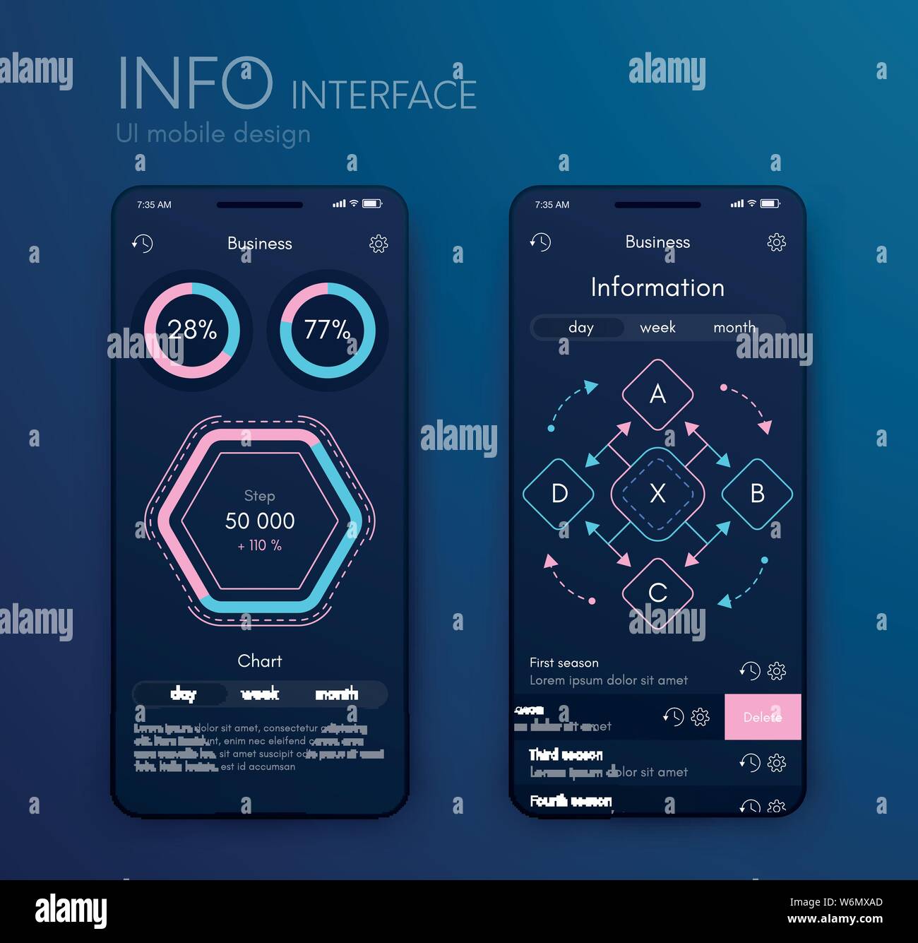 Mobile application interface. Ui design, vector illustration Stock ...