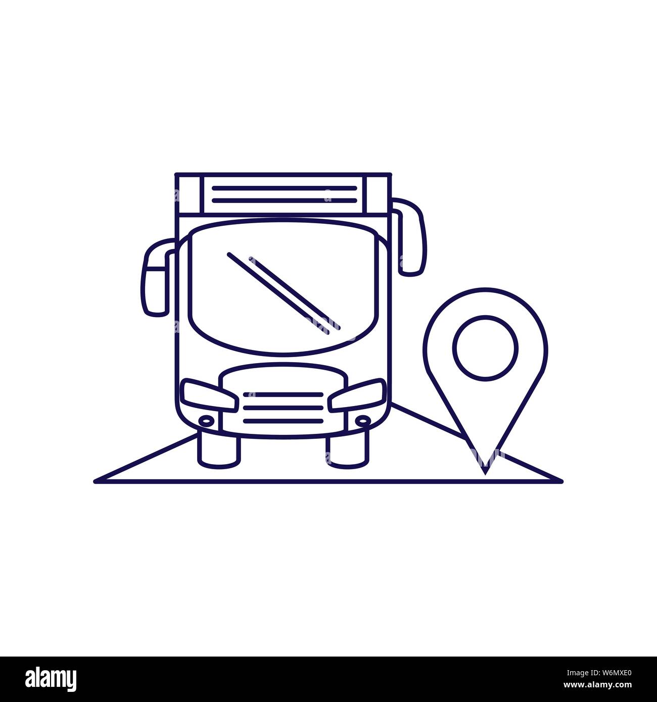 bus transport vehicle with pin location vector illustration design ...