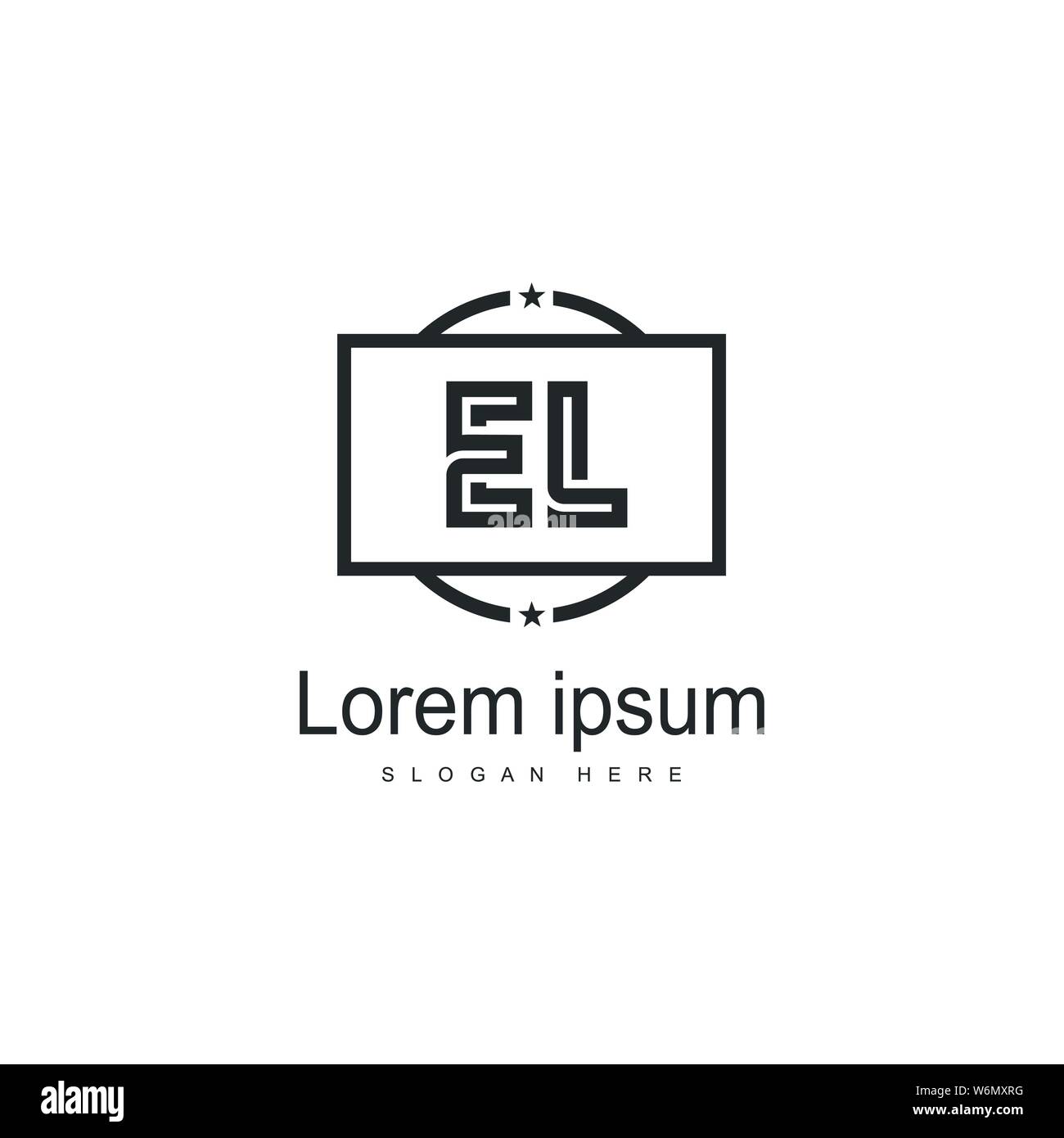 Initial EL logo template with modern frame. Minimalist EL letter logo ...