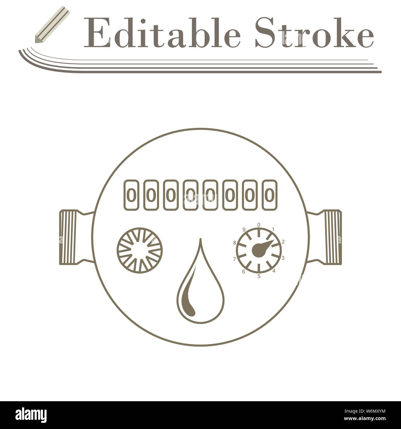 Water Meter Icon. Editable Stroke Simple Design. Vector Illustration ...
