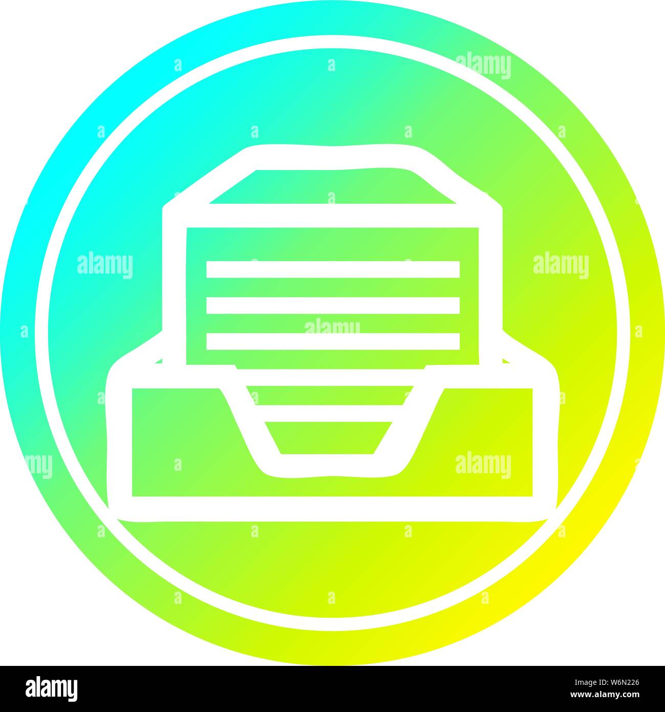 office paper stack circular icon with cool gradient finish Stock Vector ...
