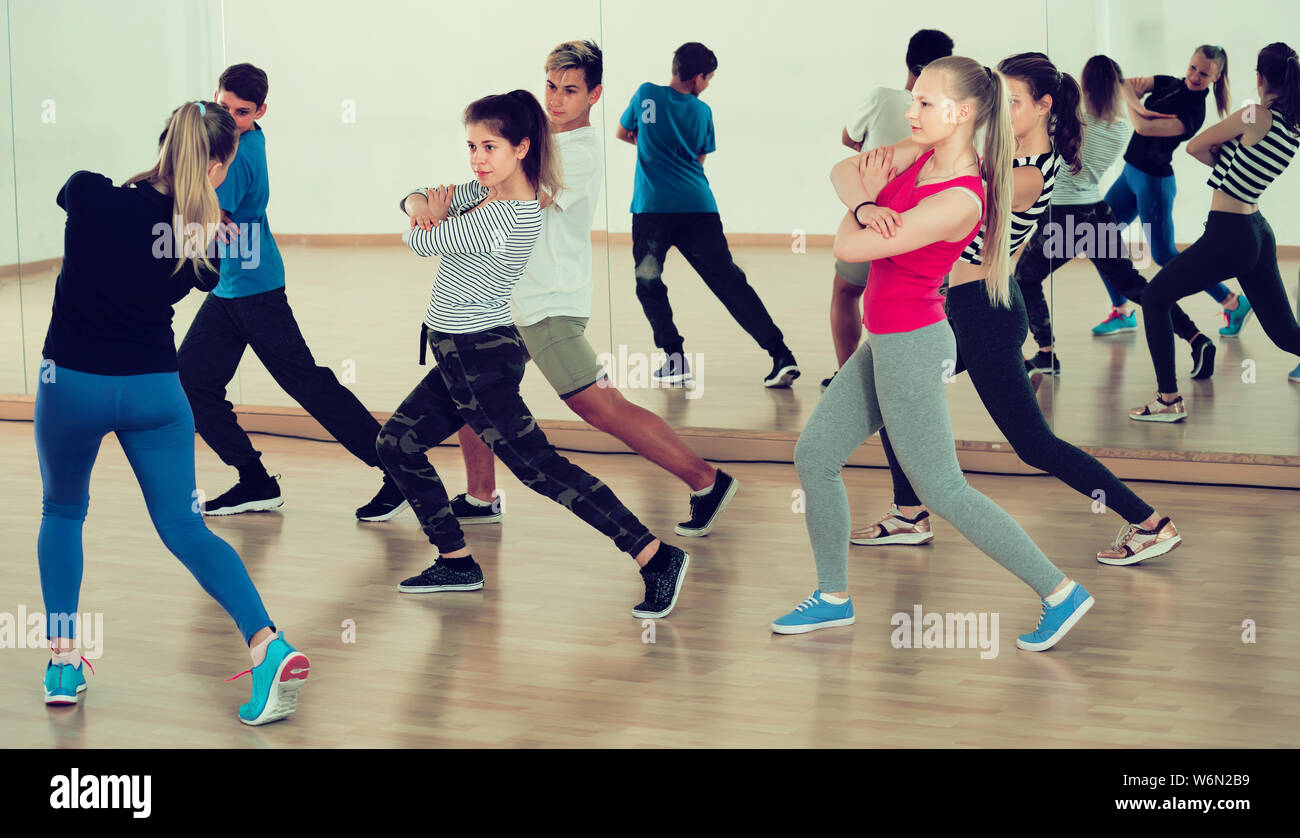 young students having dancing class in classroom Stock Photo - Alamy