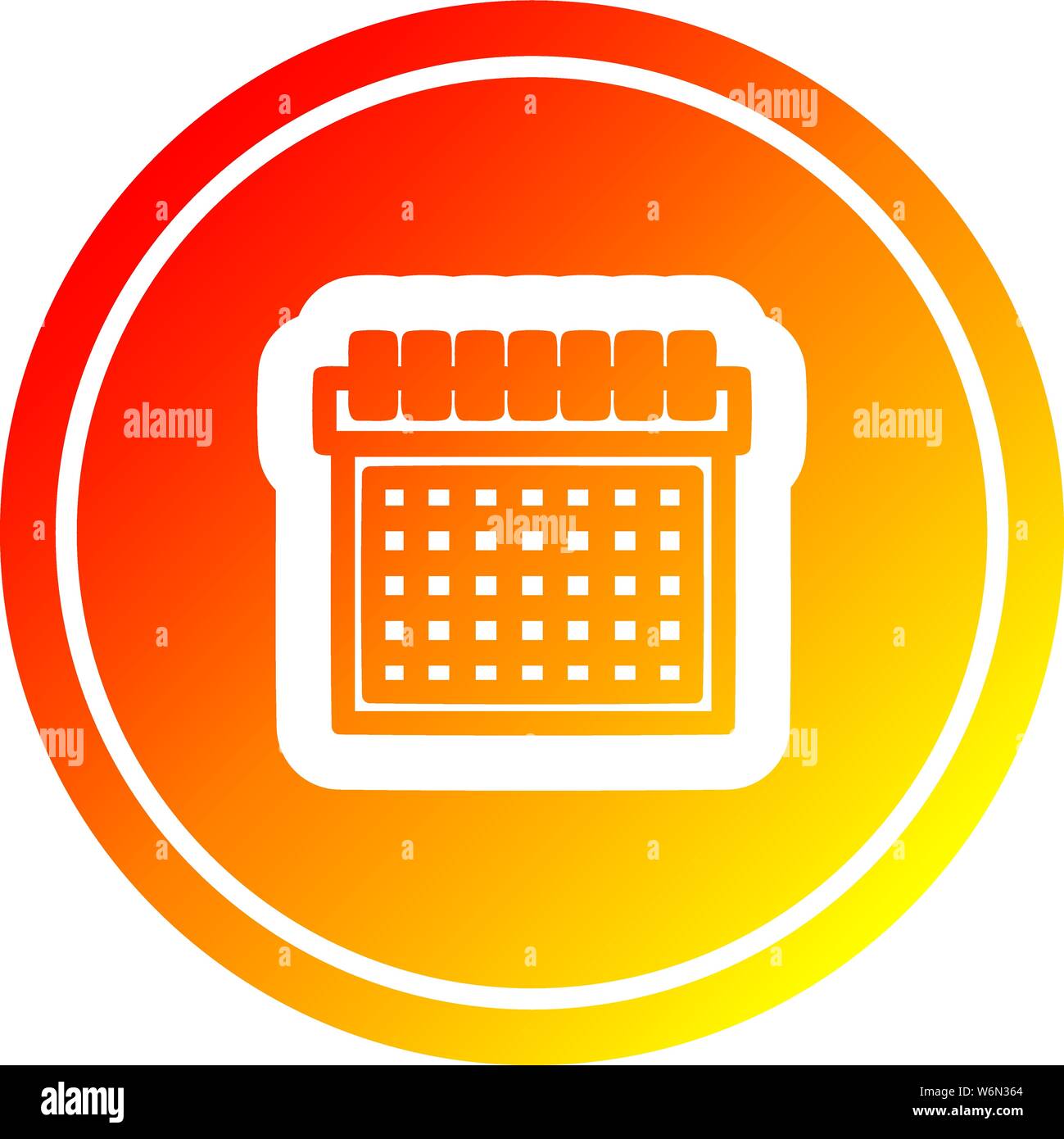 monthly calendar circular icon with warm gradient finish Stock Vector ...