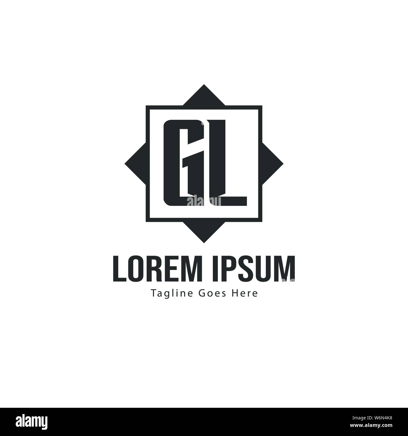 Initial GL logo template with modern frame. Minimalist GL letter logo ...
