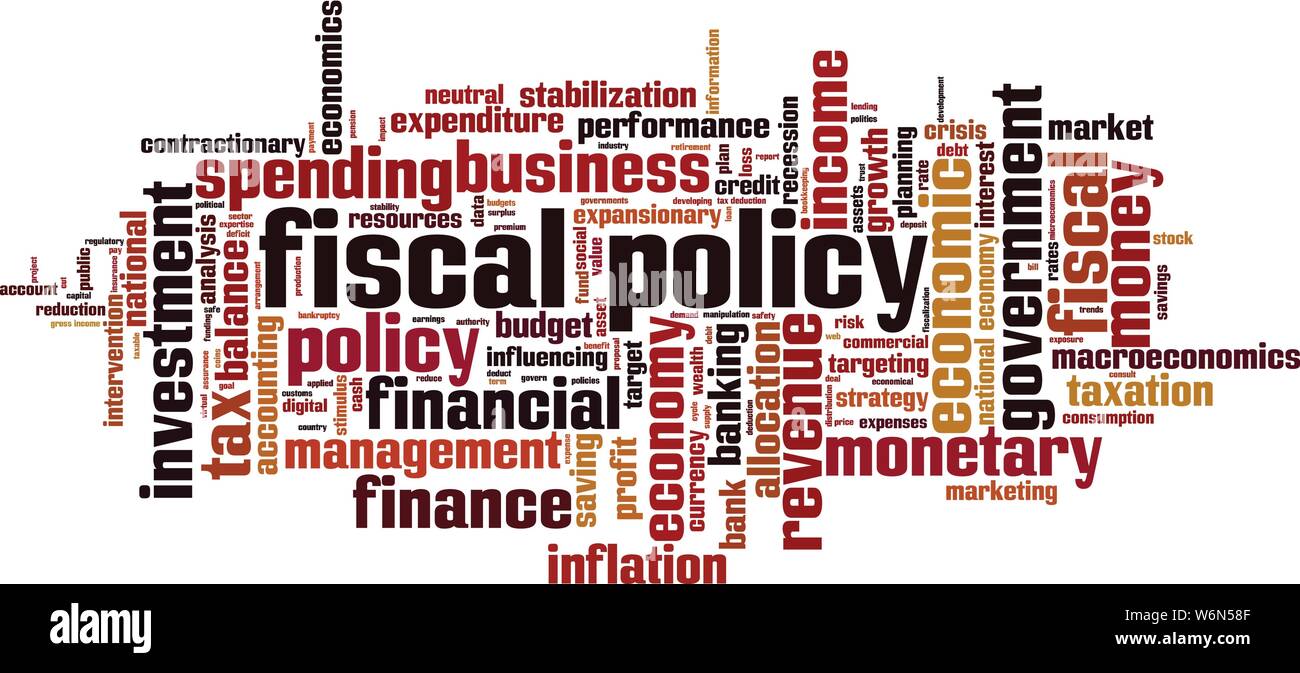 Fiscal policy word cloud concept. Collage made of words about fiscal policy. Vector illustration Stock Vector