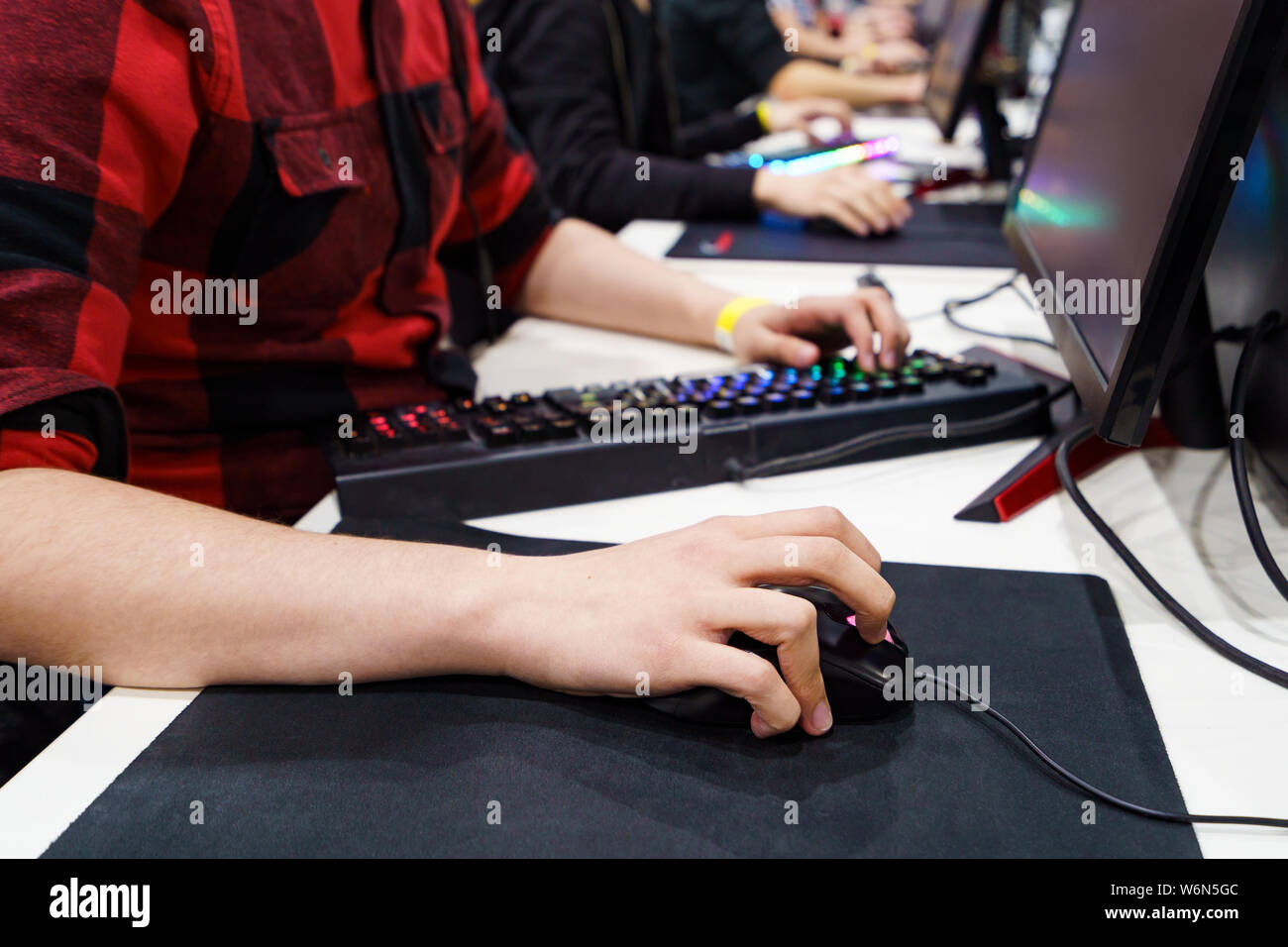 Gamer playing video game Stock Photo Alamy