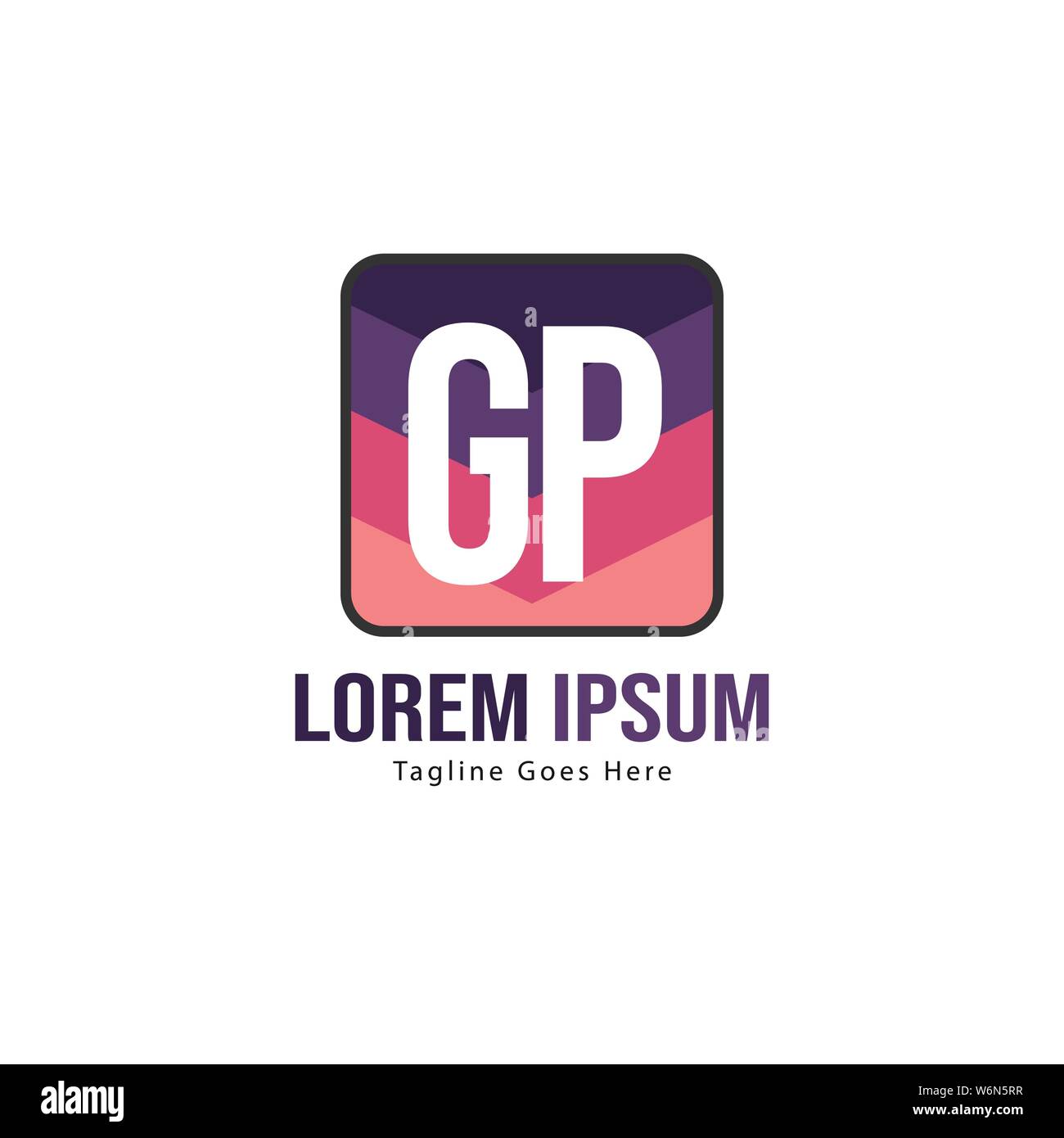 Initial GP logo template with modern frame. Minimalist GP letter logo ...