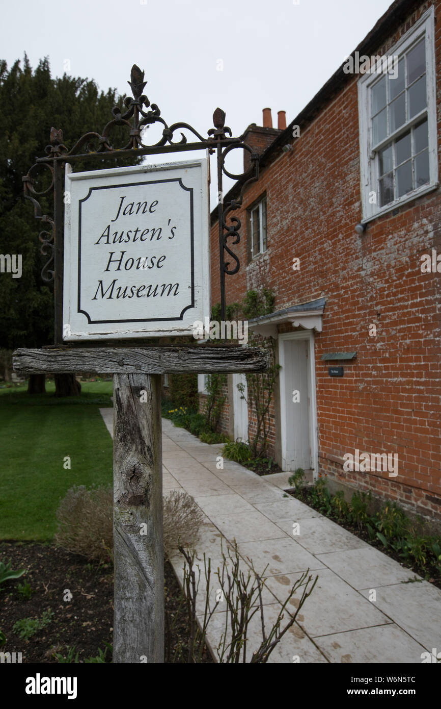 Jane Austen's former red brick home on the Chawton Estate, Hampshire, England, UK, she moved there in 1809 for the last eight years of her life. Stock Photo