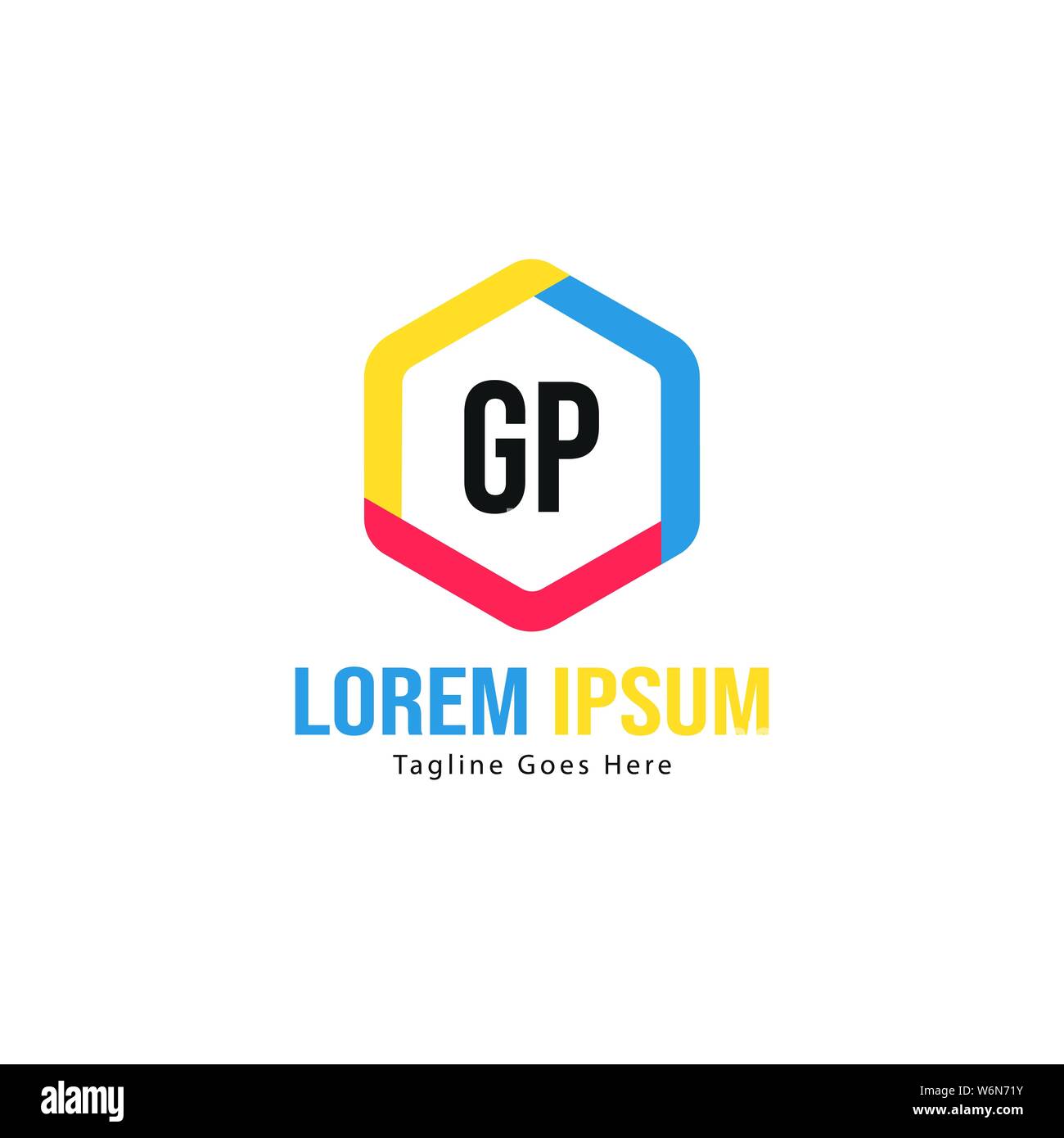 Initial GP logo template with modern frame. Minimalist GP letter logo ...