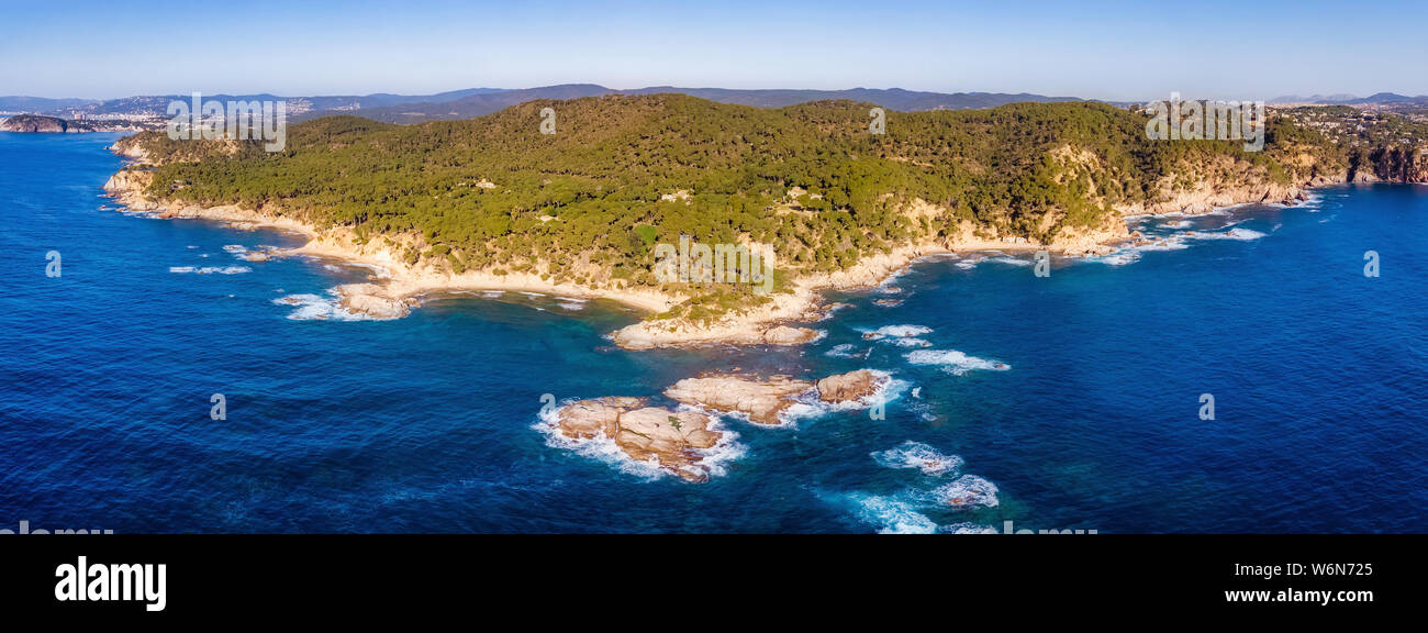 Aerial landscape picture in Costa Brava coastal near the town Palamos Stock Photo