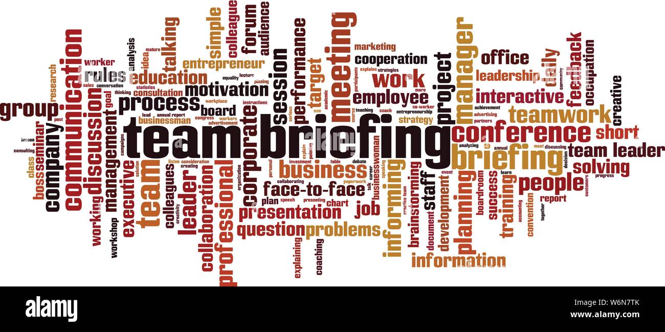 Team briefing word cloud concept. Collage made of words about team briefing. Vector illustration Stock Vector