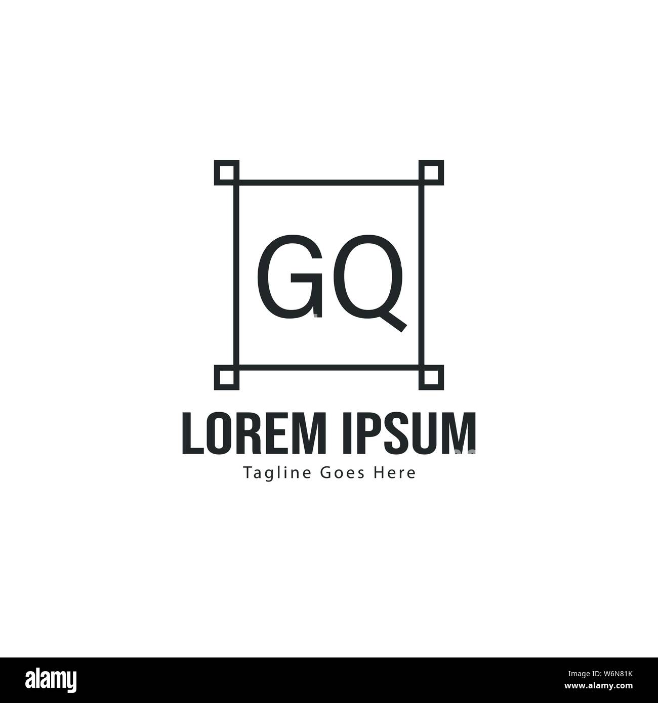 Initial GQ logo template with modern frame. Minimalist GQ letter logo ...