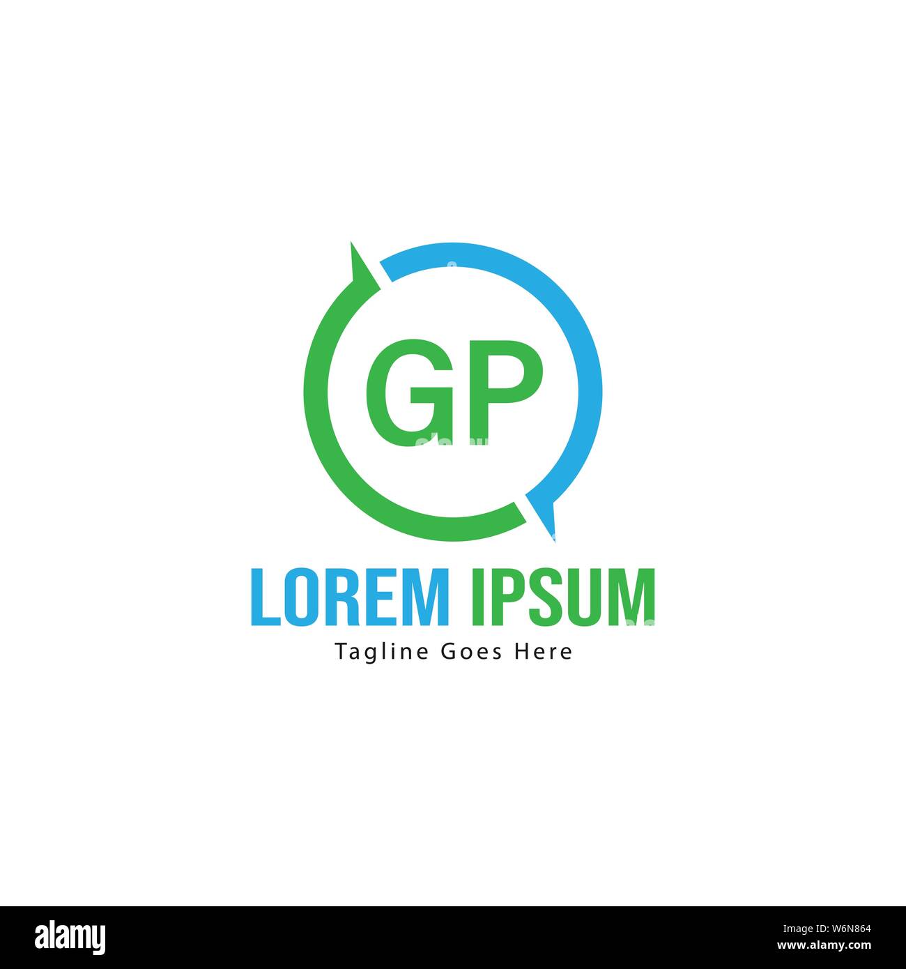 Initial GP logo template with modern frame. Minimalist GP letter logo vector illustration design Stock Vector