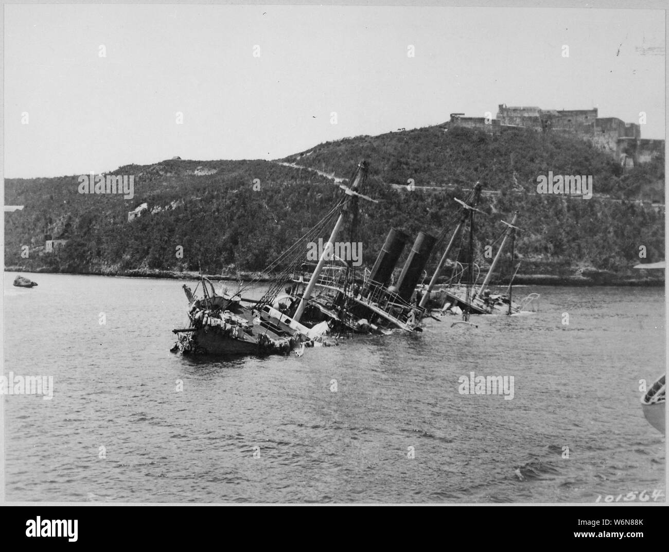 Wreck of the Spanish Reina Mercedes, Santiago, Cuba., ca. 1898