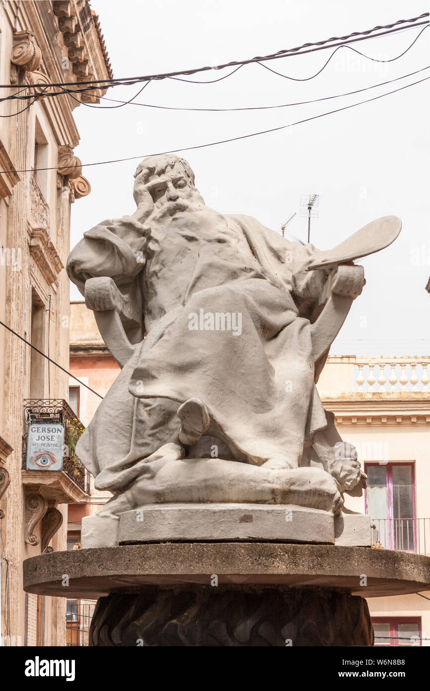 Statue of artist Jean-Louis Ernest Meissonier, Figueres, Spain, Europe Stock Photo
