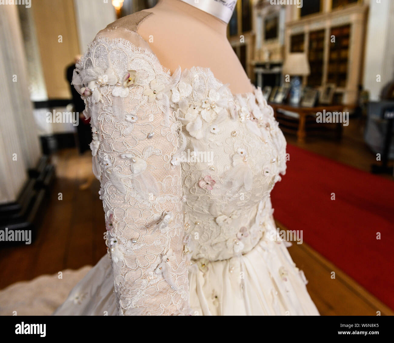 Oxford, UK. 2nd August. 2019. Lady Blandford's Dress ,the first Dolce & Gabbana  wedding dress for a UK bride in the UK.,goes on display at Blenheim Palace.  Credit: Richard Cave Photography/ Alamy