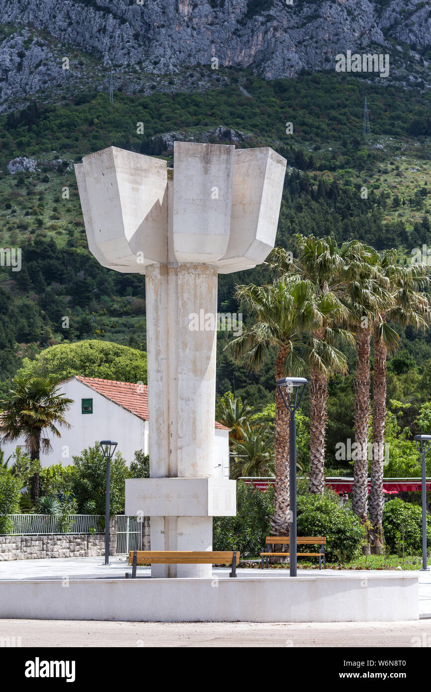 06 MAY 2019. Zaostrog, Croatia. Monument to the National Liberation War. Makarska Riviera Stock Photo