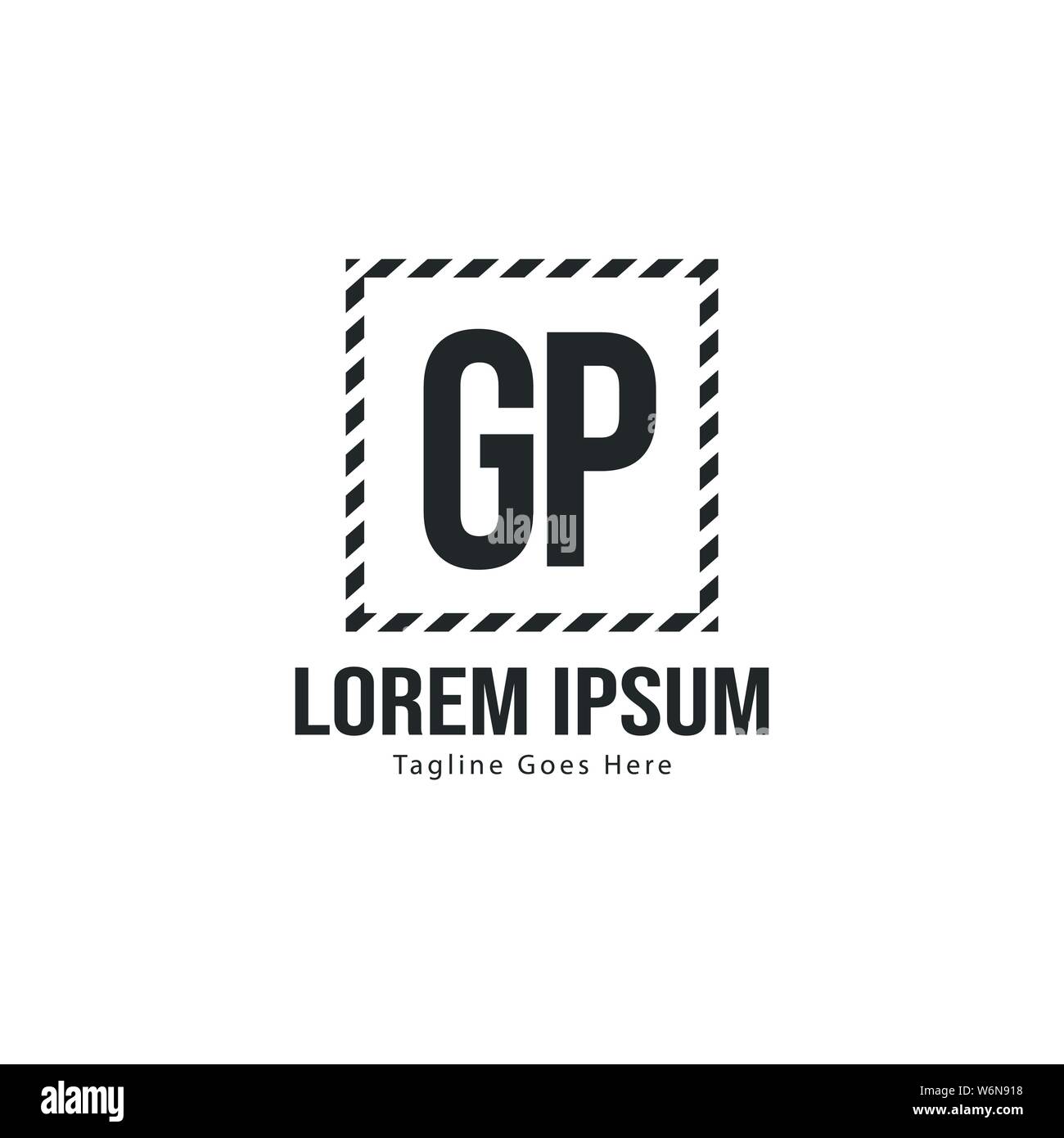 Initial GP logo template with modern frame. Minimalist GP letter logo ...