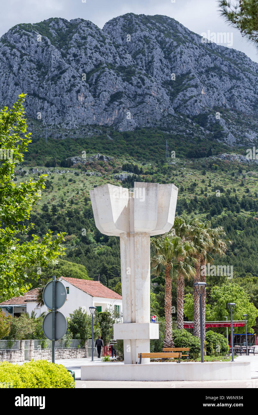 06 MAY 2019. Zaostrog, Croatia. Monument to the National Liberation War. Makarska Riviera Stock Photo