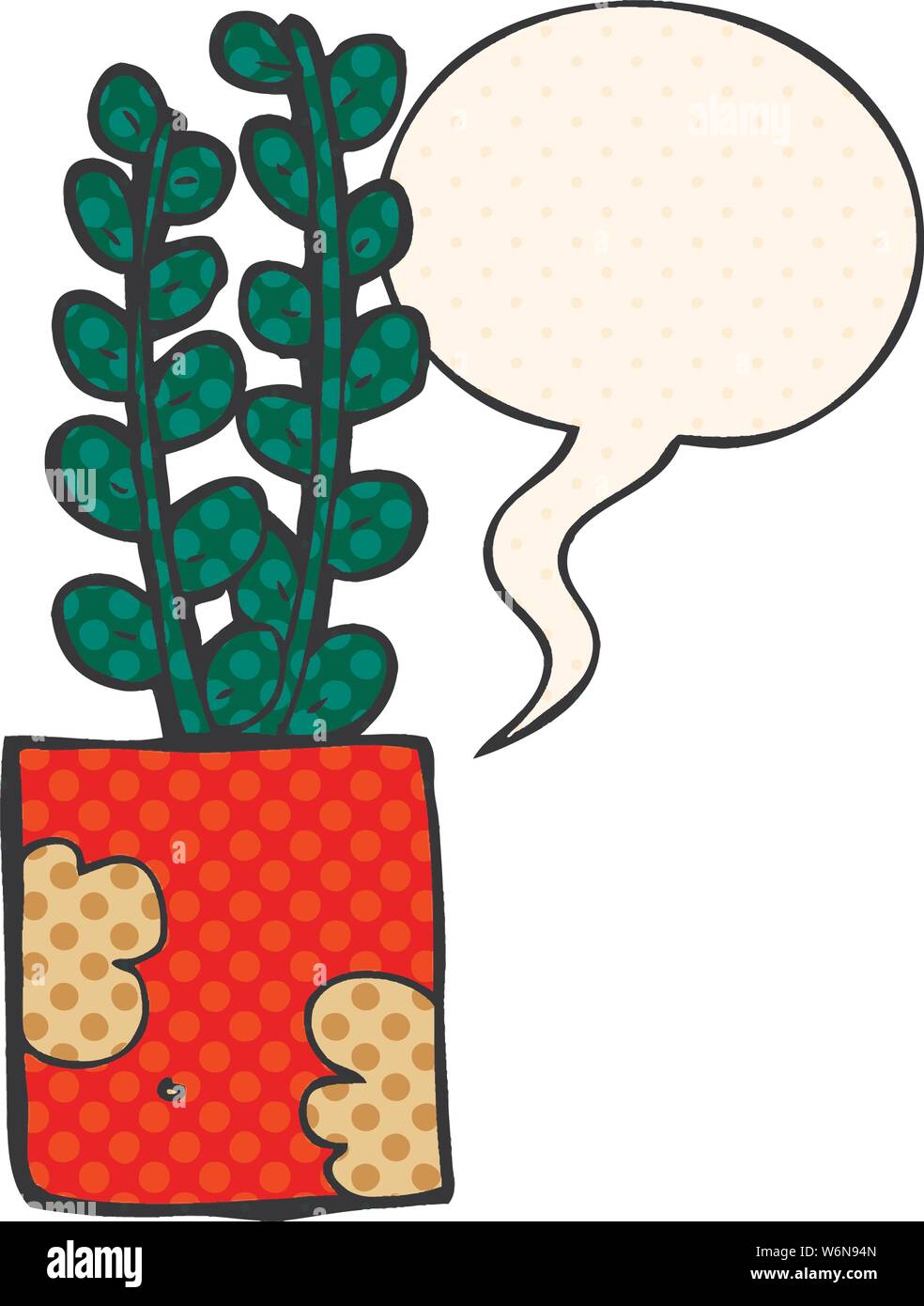 cartoon plant with speech bubble in comic book style Stock Vector Image ...
