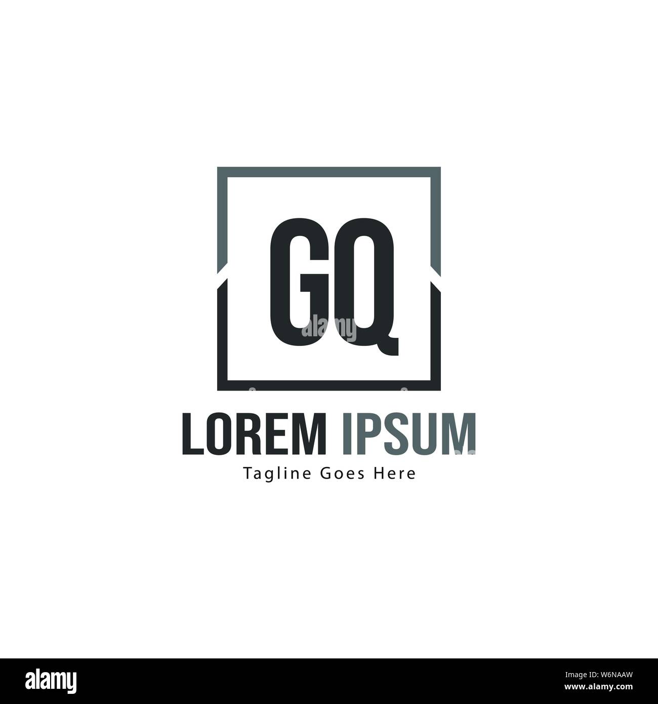 Initial GQ logo template with modern frame. Minimalist GQ letter logo