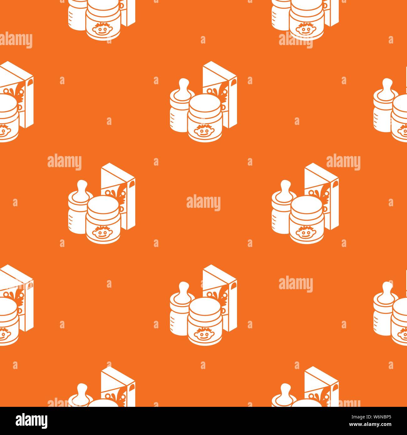 Baby food pattern vector orange Stock Vector