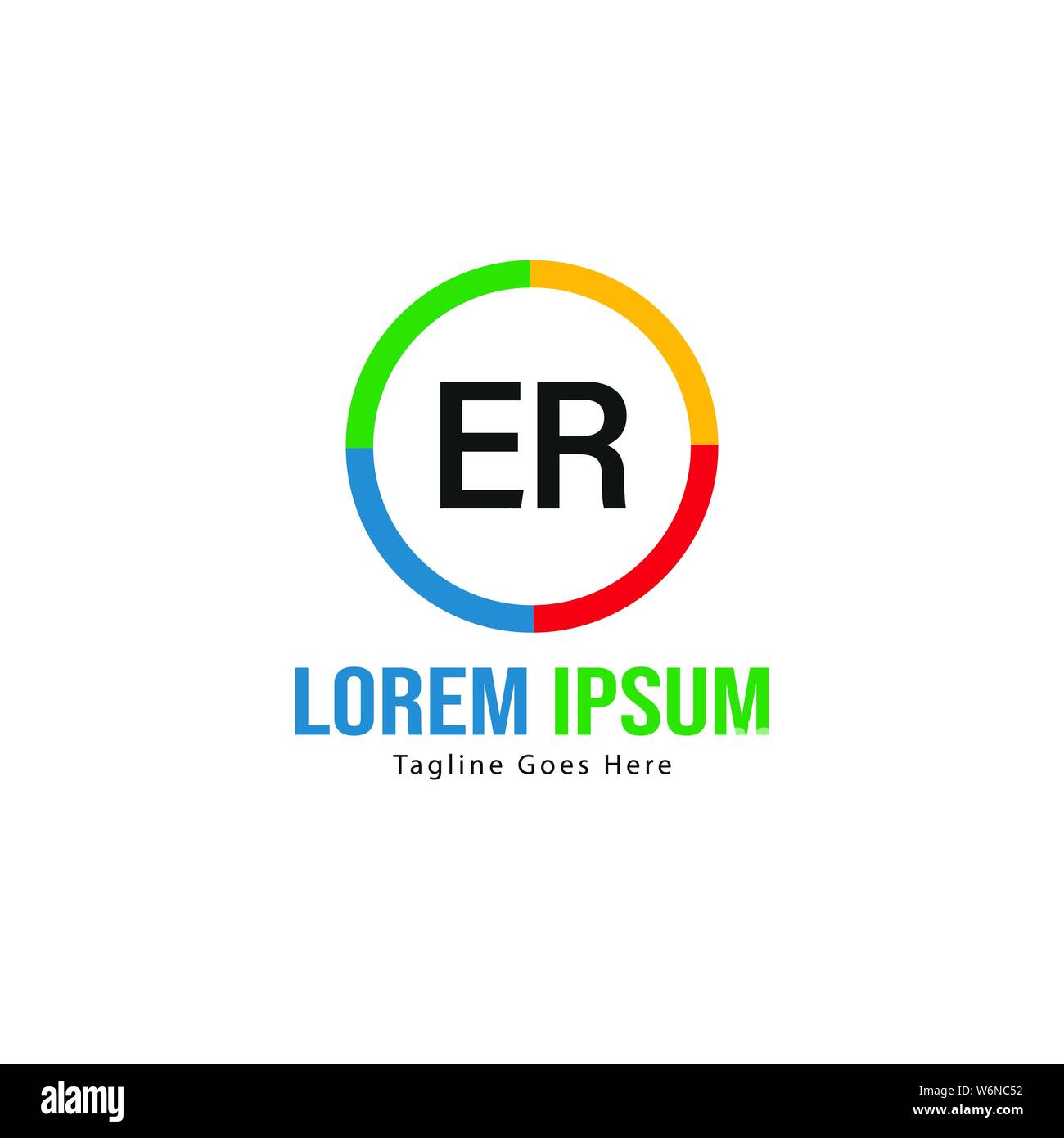 Initial ER logo template with modern frame. Minimalist ER letter logo vector illustration design Stock Vector
