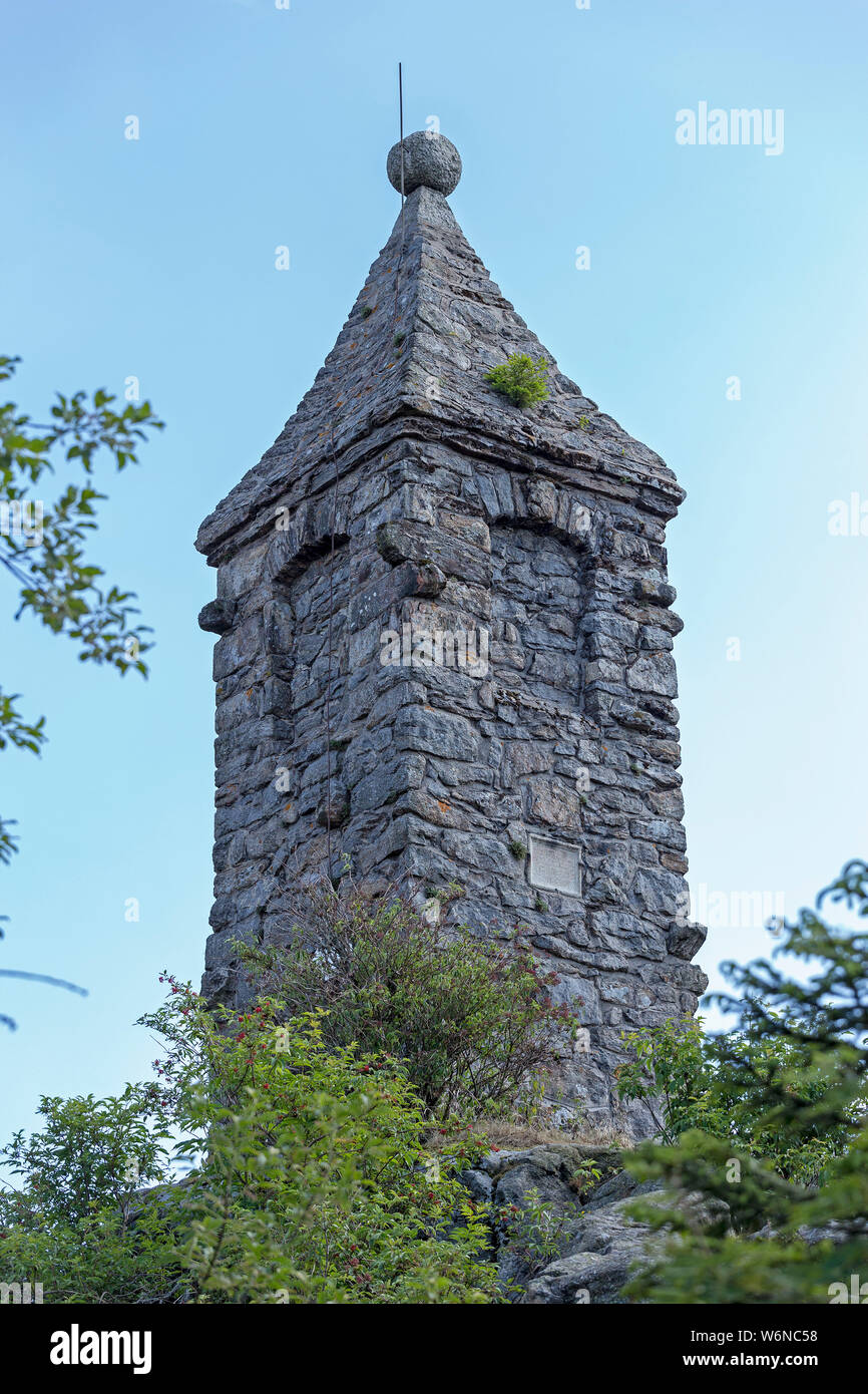tower on the summit, Großer Riedelstein, Eck, Bavarian Forest, Bavaria, Germany Stock Photo