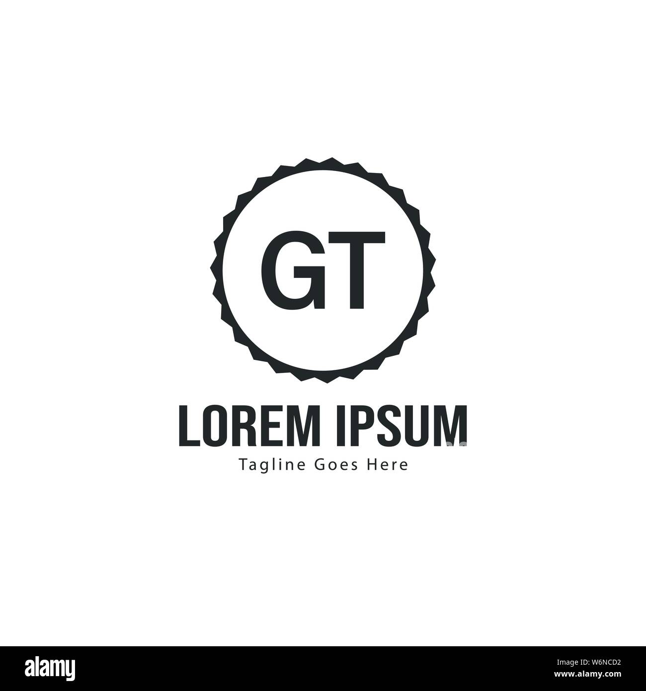 Initial GT logo template with modern frame. Minimalist GT letter logo ...