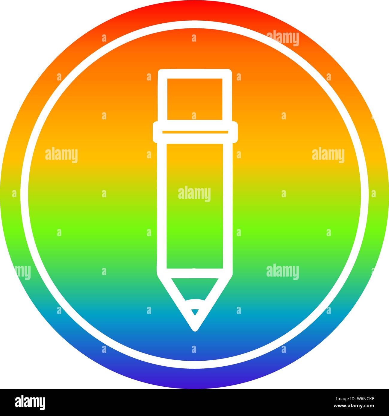 simple pencil circular icon with rainbow gradient finish Stock Vector ...