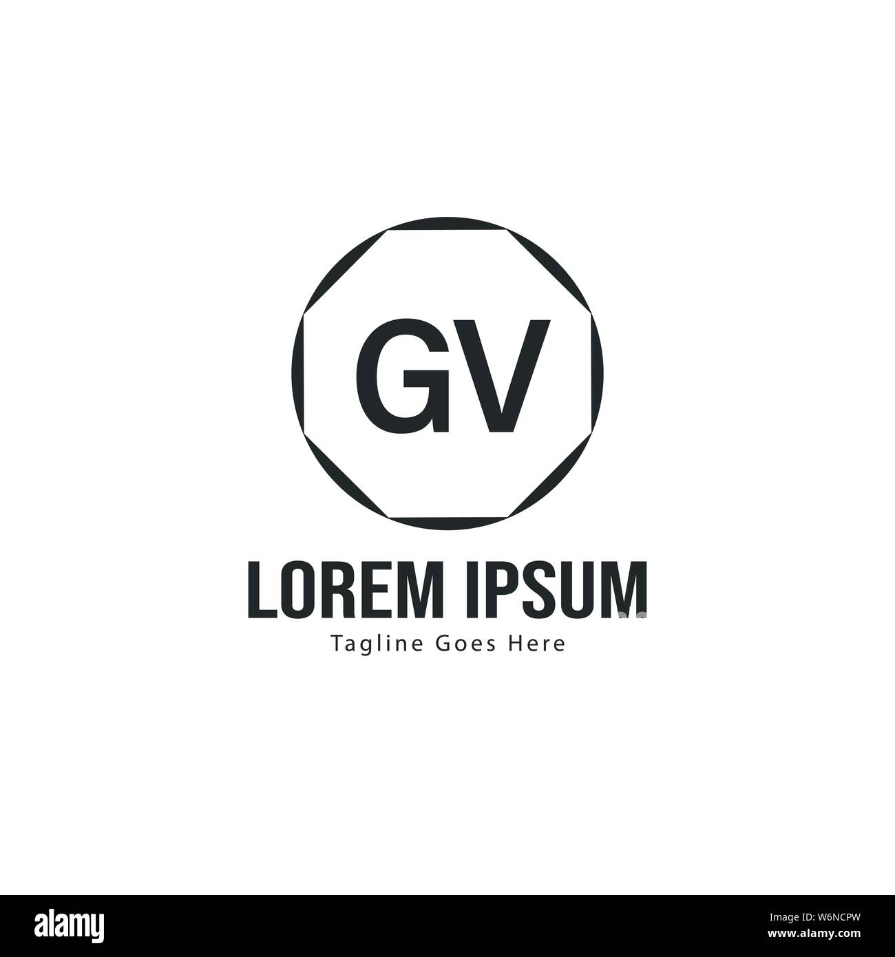Initial GV logo template with modern frame. Minimalist GV letter logo ...