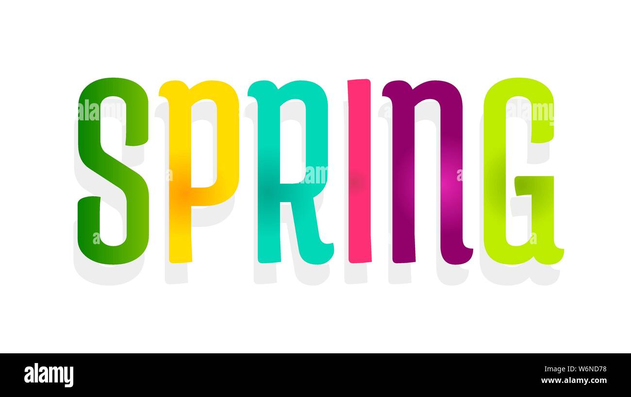 Spring. Colorful word banner vector illustration Stock Vector Image ...