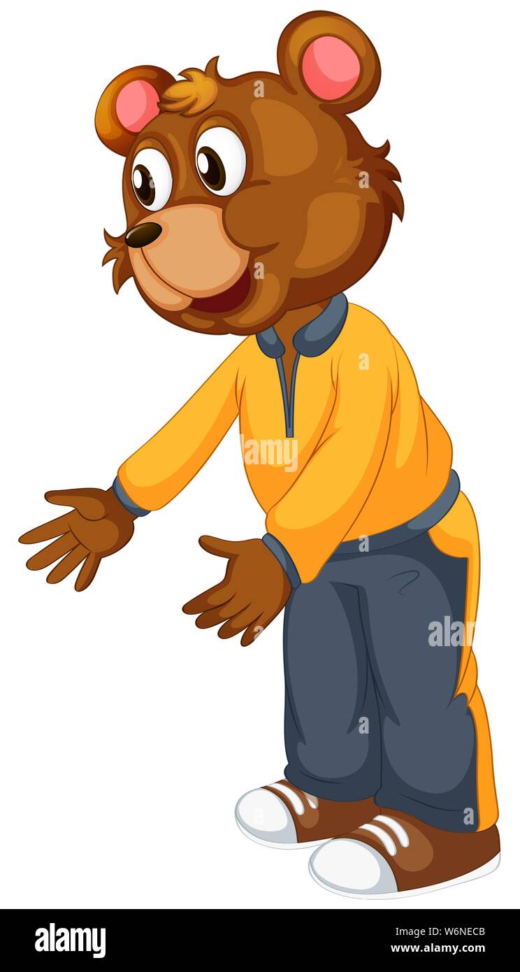 Cute bear in human-like pose isolated illustration Stock Vector