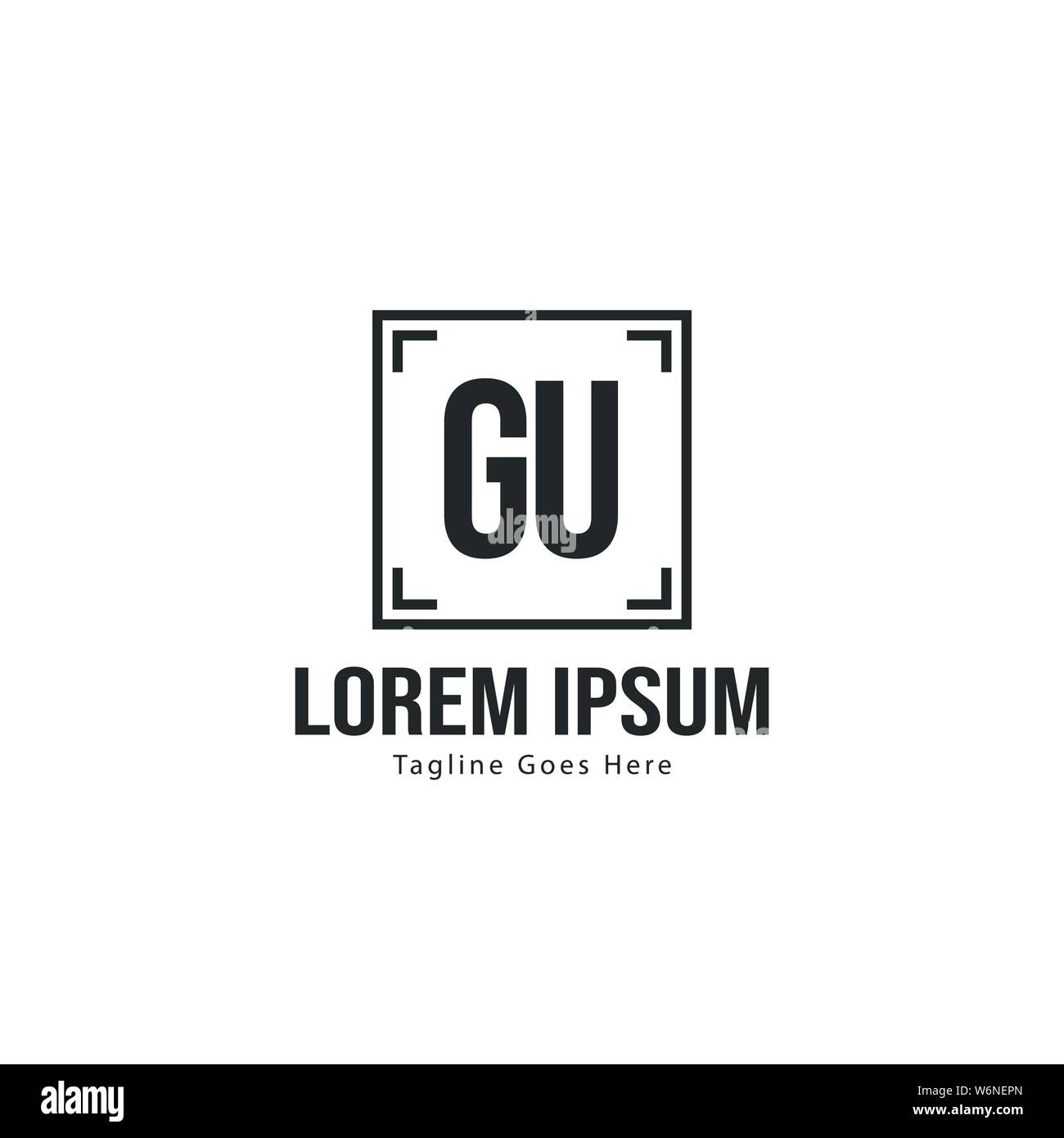 Pattern Layout Gu Initial GU logo template with modern frame. Minimalist GU letter logo ...