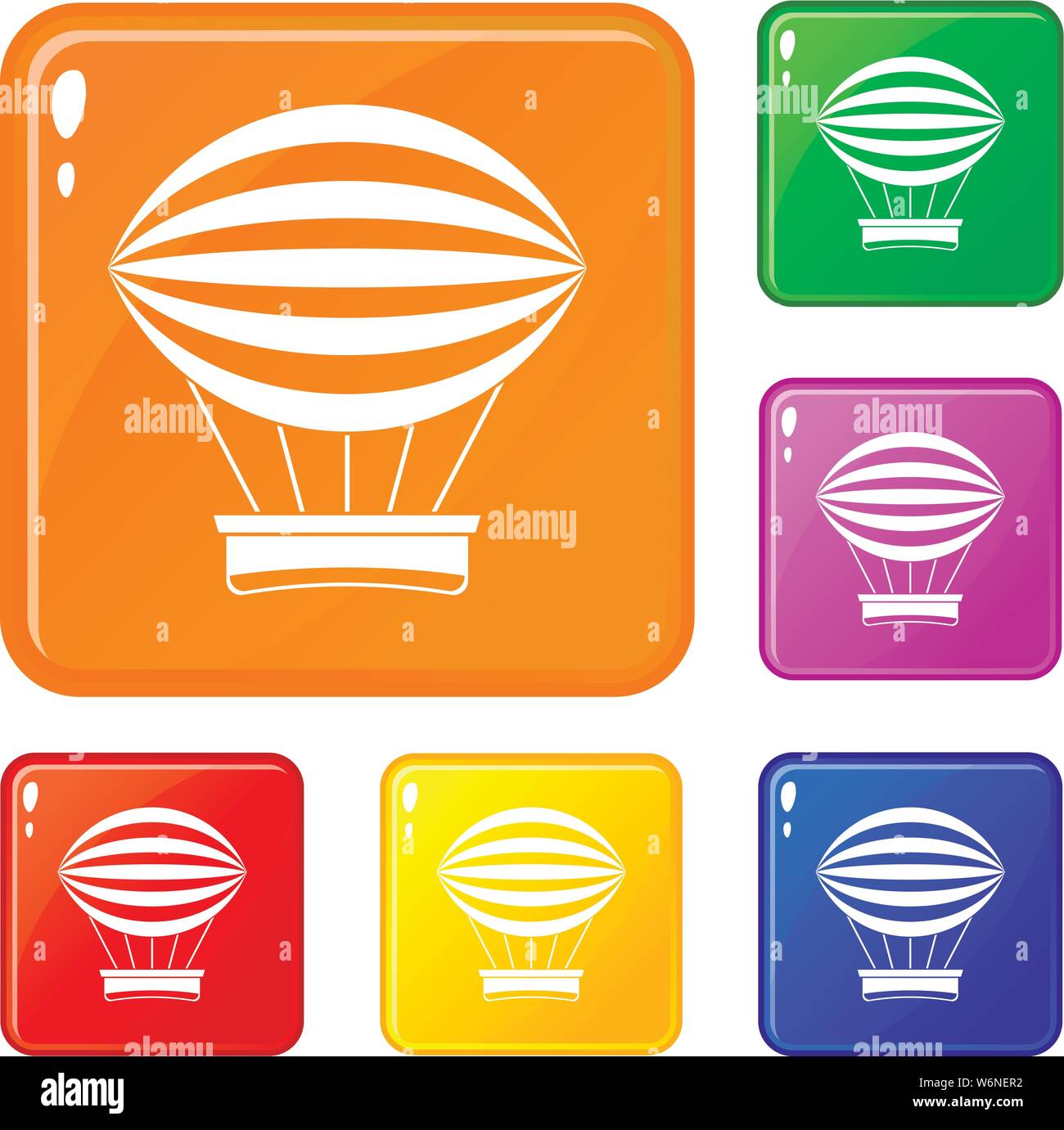 Striped retro hot air balloon icons set vector color Stock Vector Image ...
