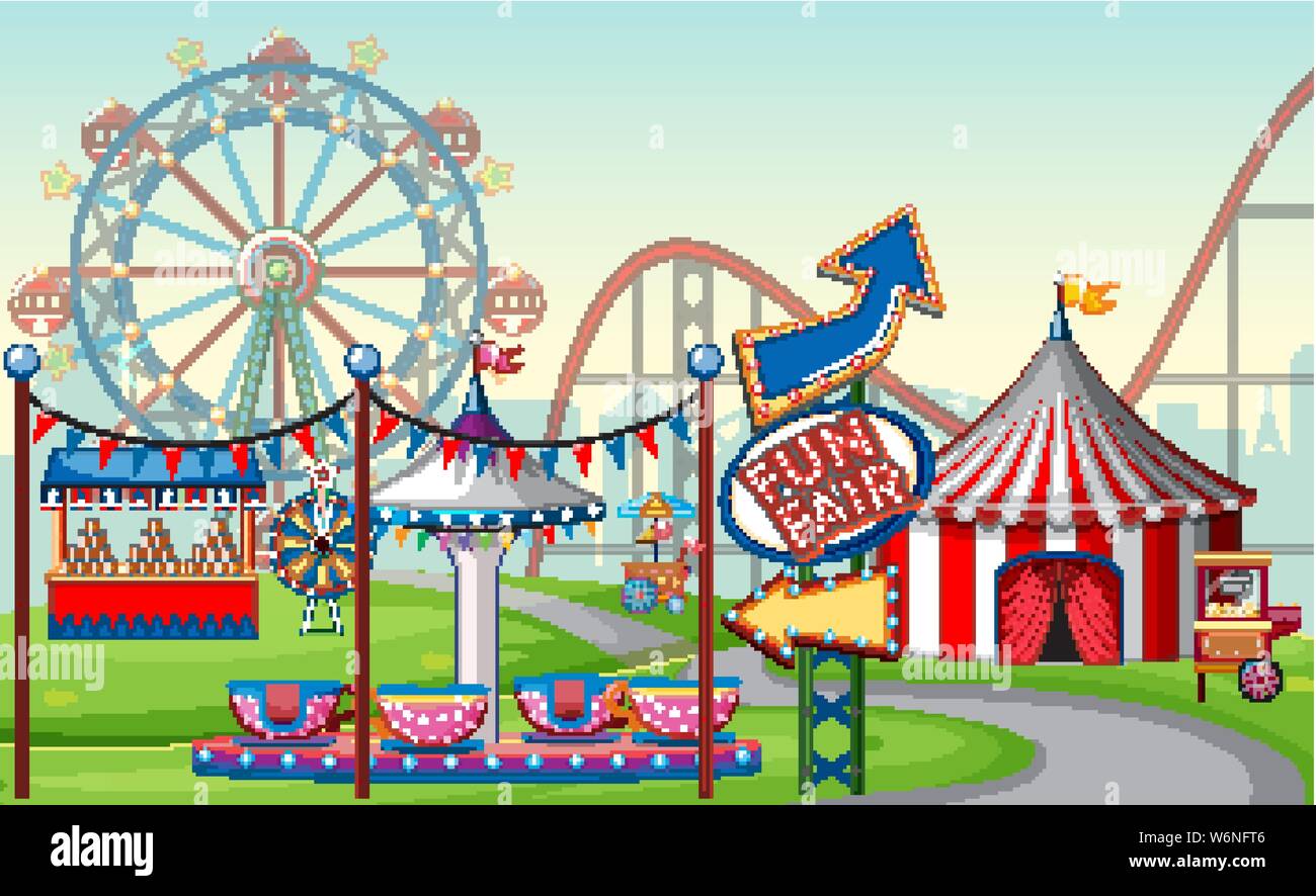 An outdoor funfair scene illustration Stock Vector Image & Art - Alamy