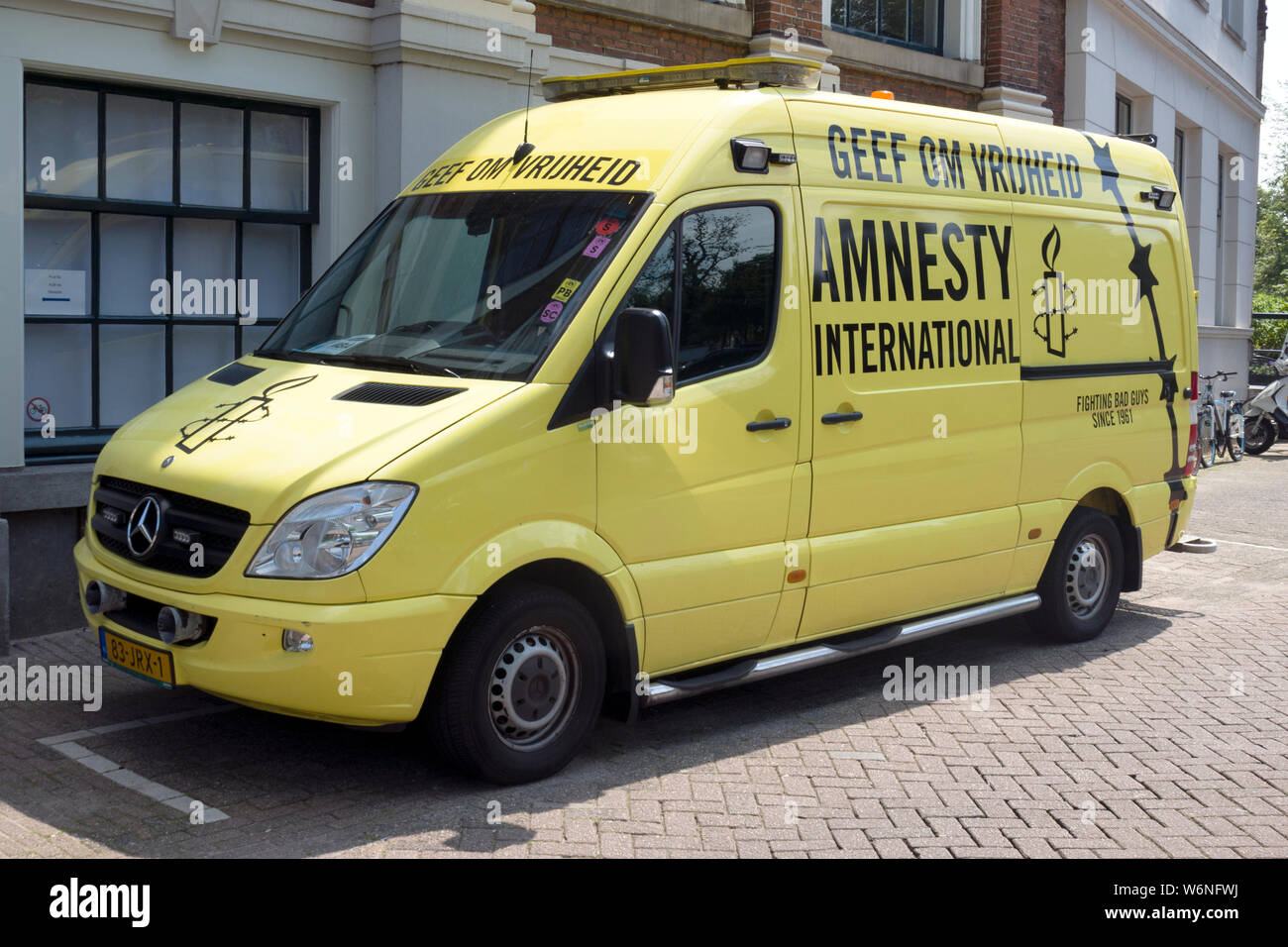 Amsterdam, Netherlands 21 june 2019; Bus of amnesty international in Amsterdam, the Netherlands Stock Photo