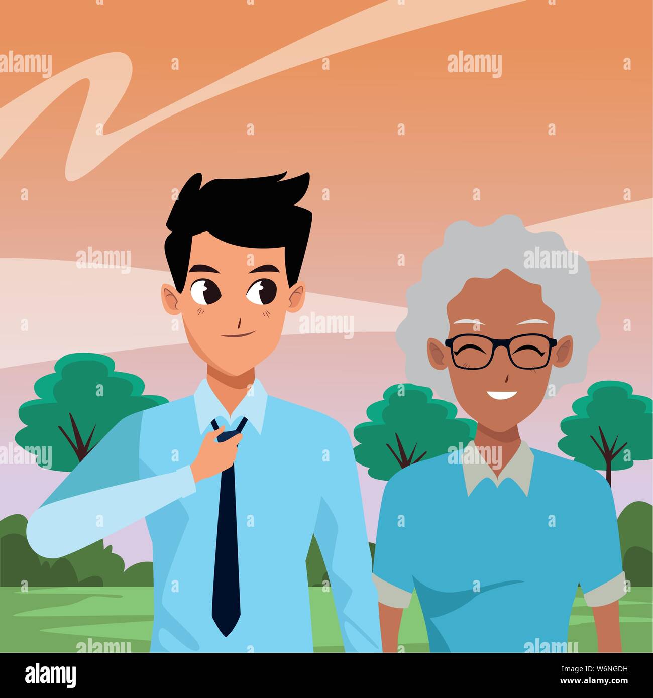 Family adult son taking care of old mother Stock Vector Image & Art Alamy