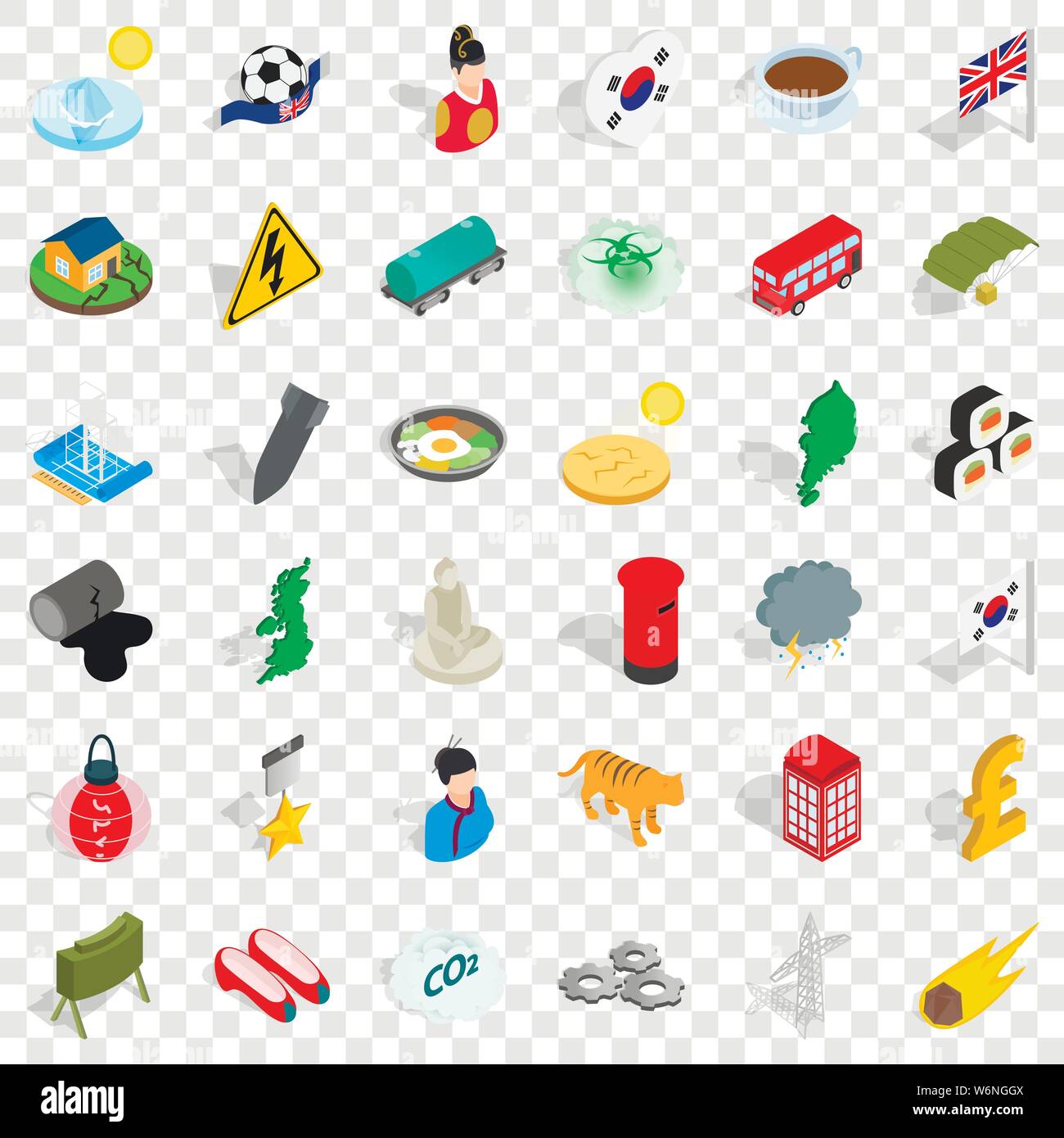 History icons set, isometric style Stock Vector