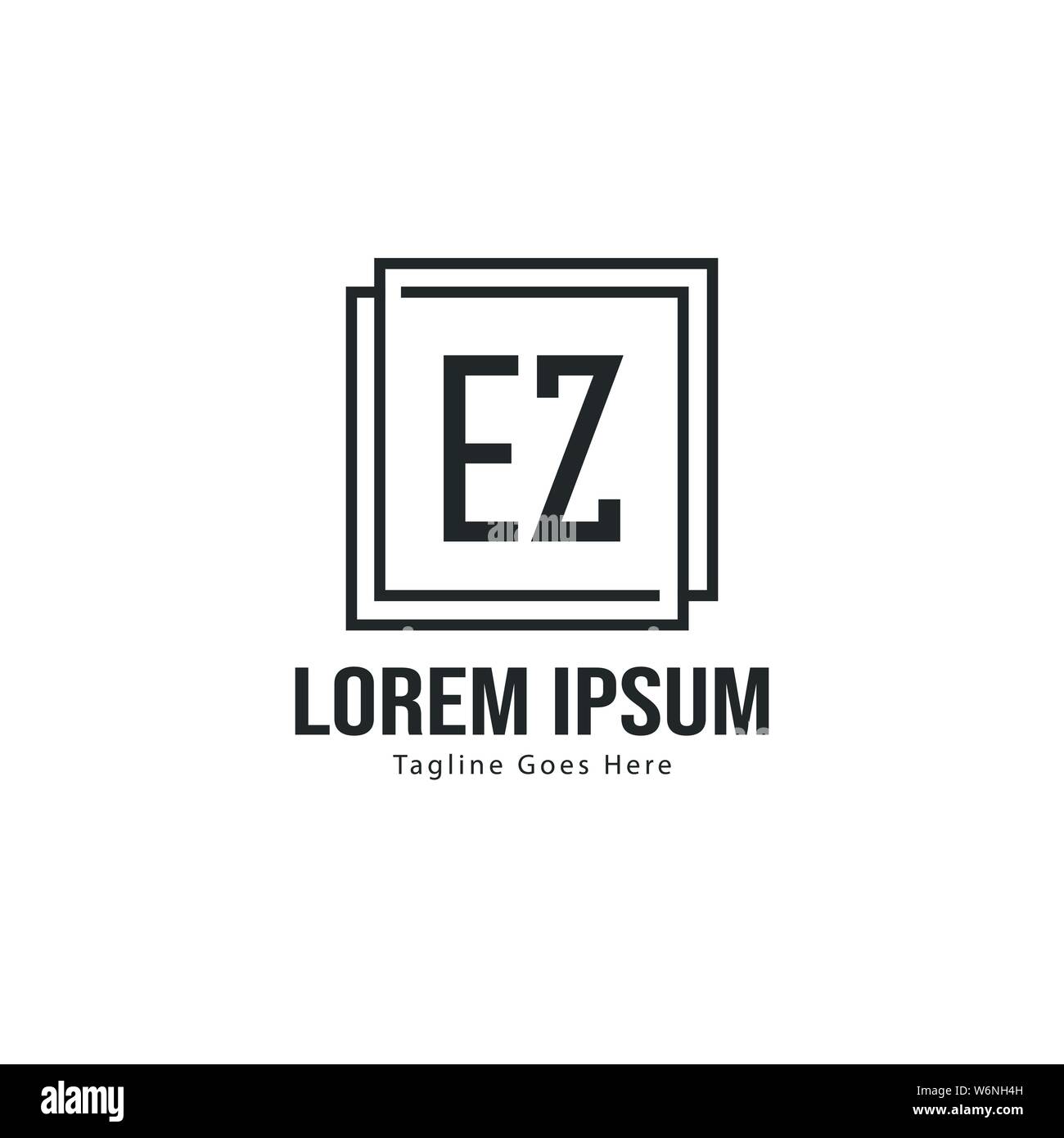 Initial EZ logo template with modern frame. Minimalist EZ letter logo ...
