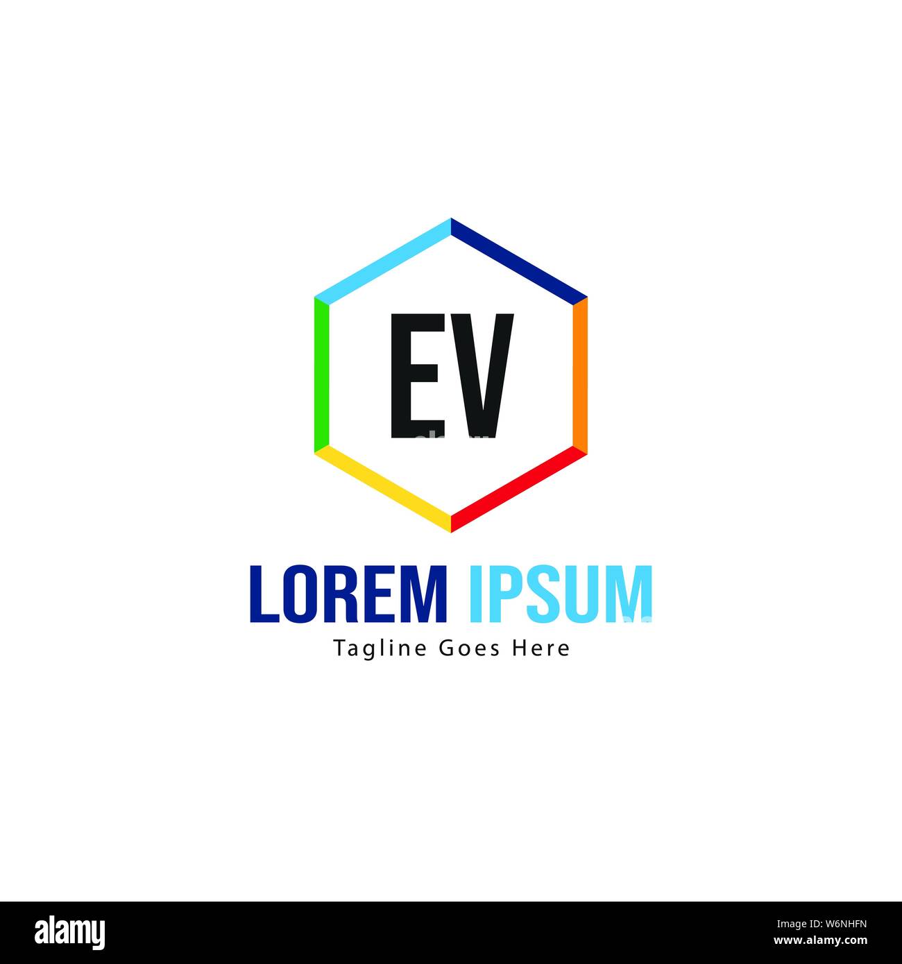 Initial EV logo template with modern frame. Minimalist EV letter logo vector illustration design Stock Vector